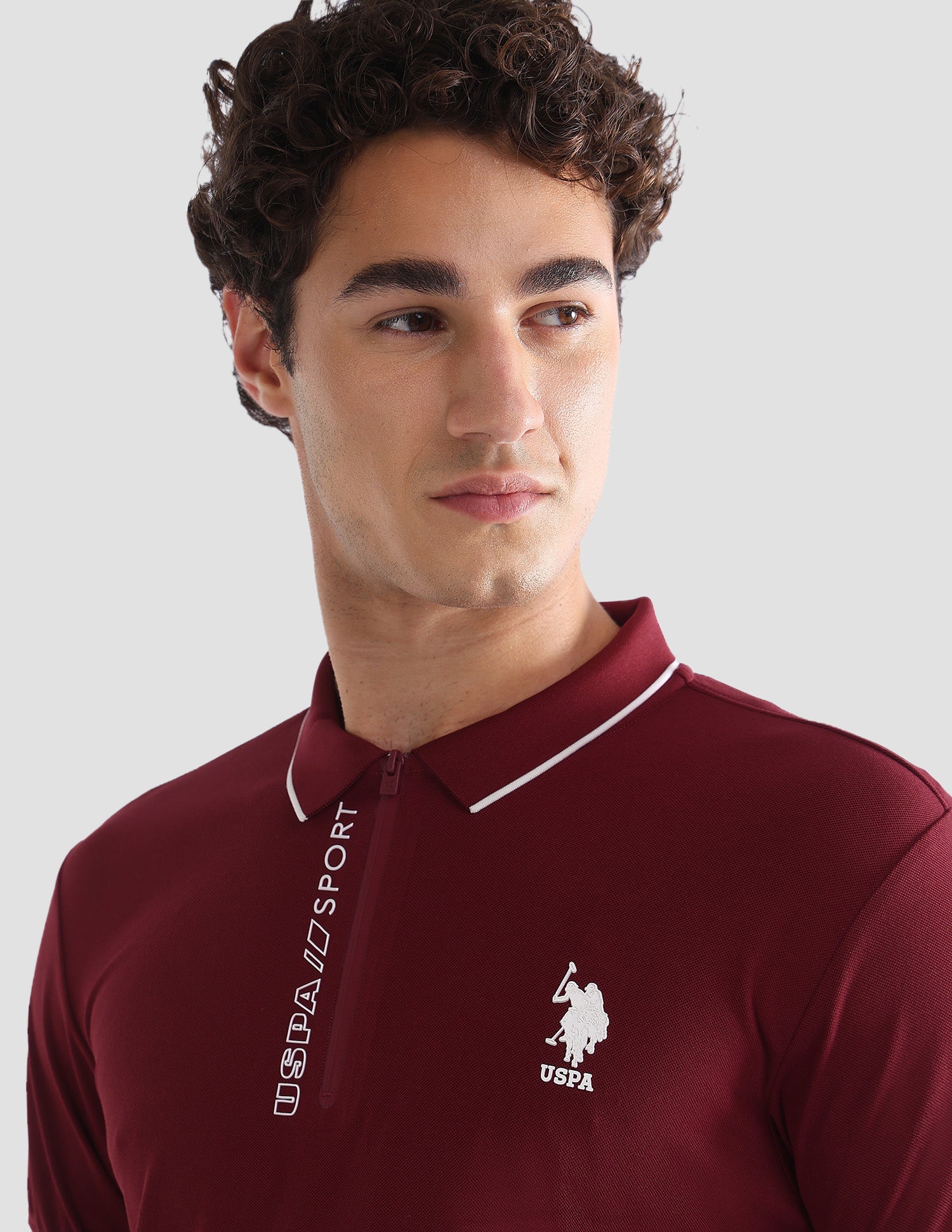 Solid Slim Fit Active Polo Shirt Maroon - U.S. Polo Assn. India | Large