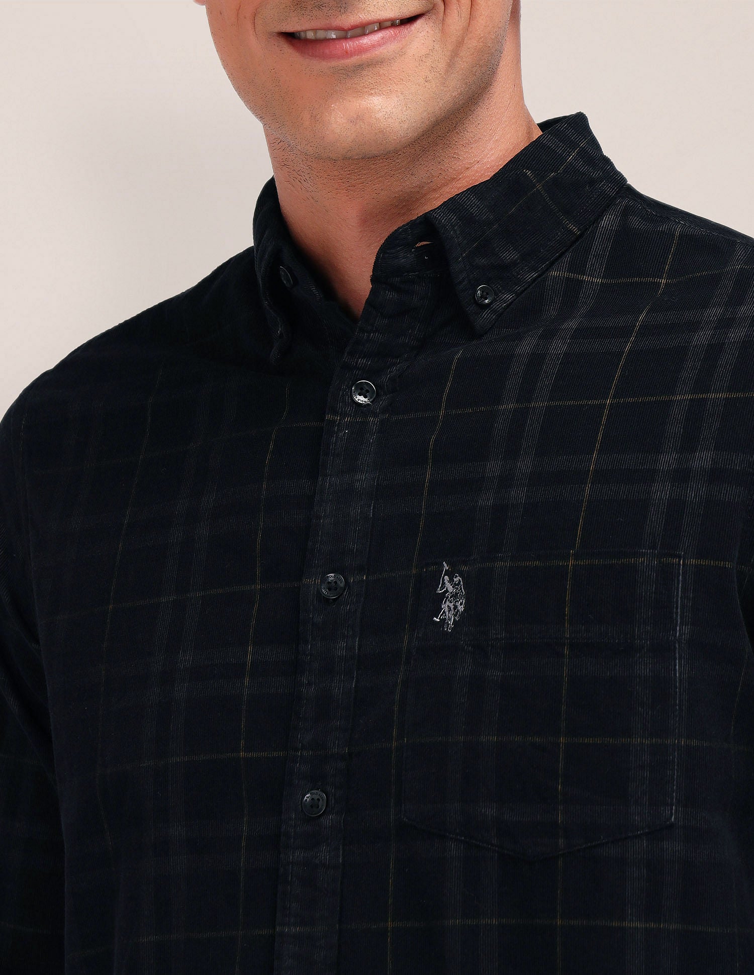Tailored Fit Corduroy Shirt Black - U.S. POLO ASSN. | Large