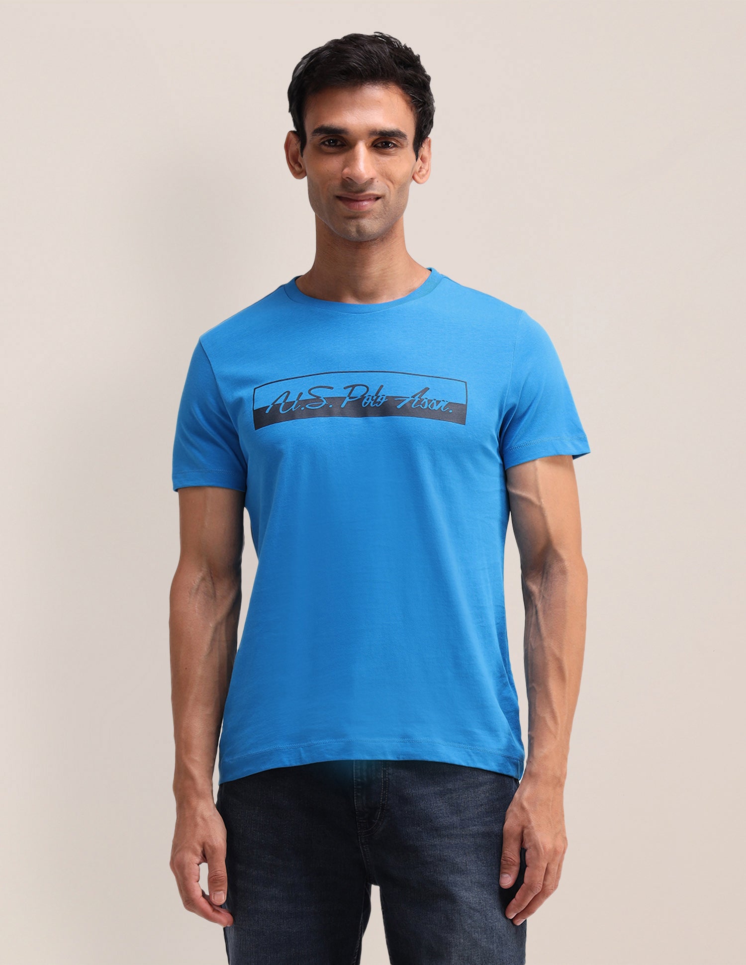 Brand Printed Slim Fit T-Shirt Teal - U.S. Polo Assn. India | Large