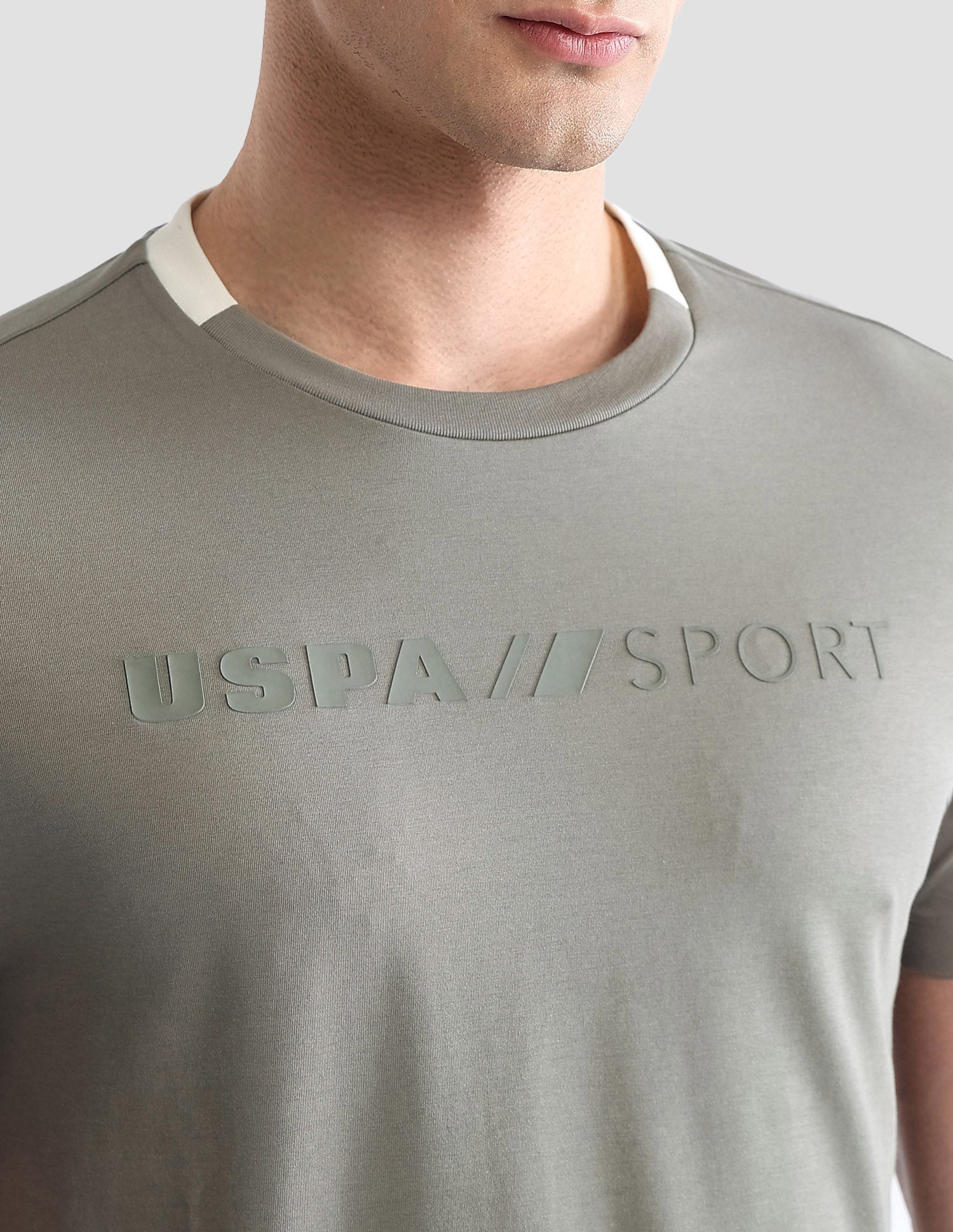 Brand Embossed Regular Fit Active T-Shirt Light Olive - U.S. POLO ASSN. | Large