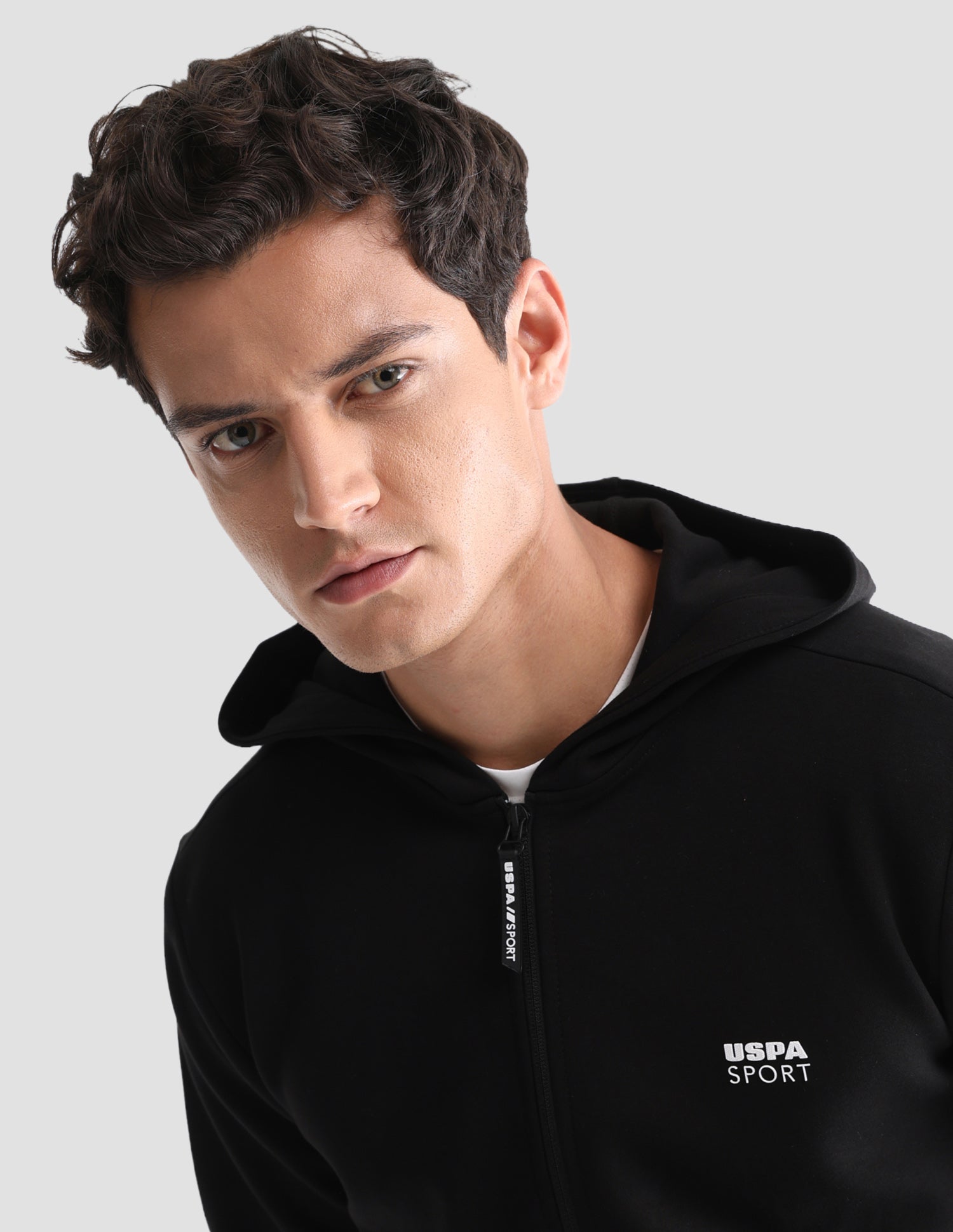 Solid Regular Fit Active Sweatshirt Black - U.S. Polo Assn. India | Large