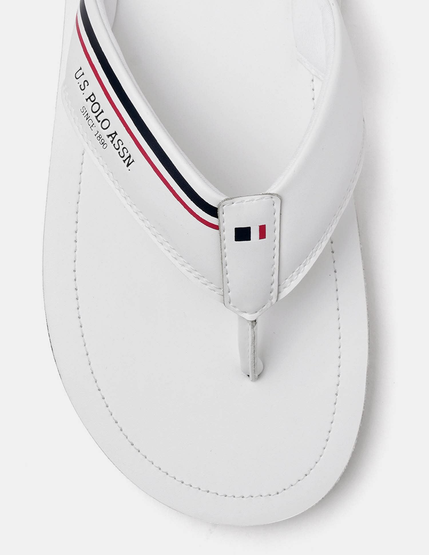 Men Nesta Striped Flip Flops White - U.S. POLO ASSN. | Large