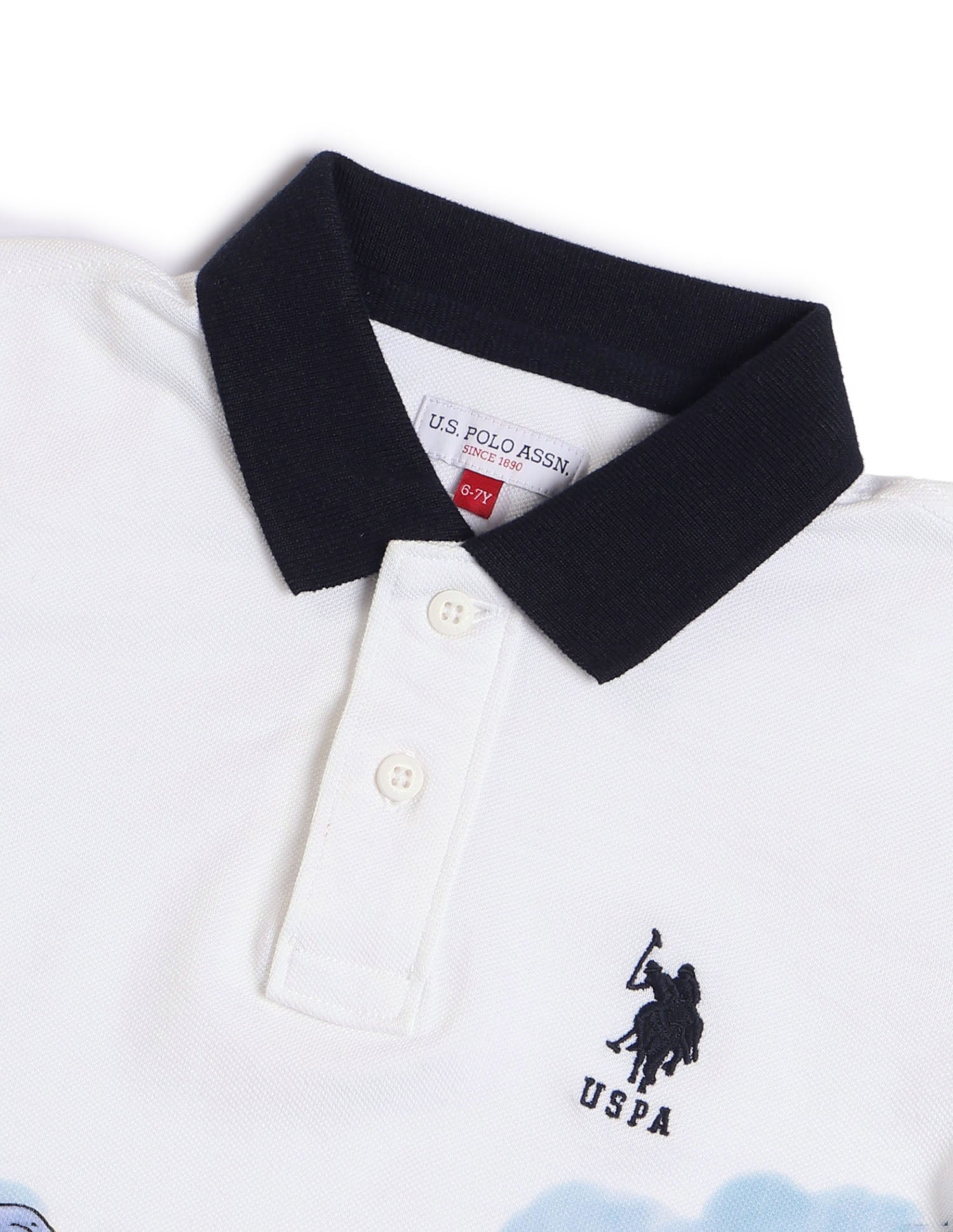 Boys Graphic Printed Regular Fit Polo Shirt White - U.S. POLO ASSN. | Large