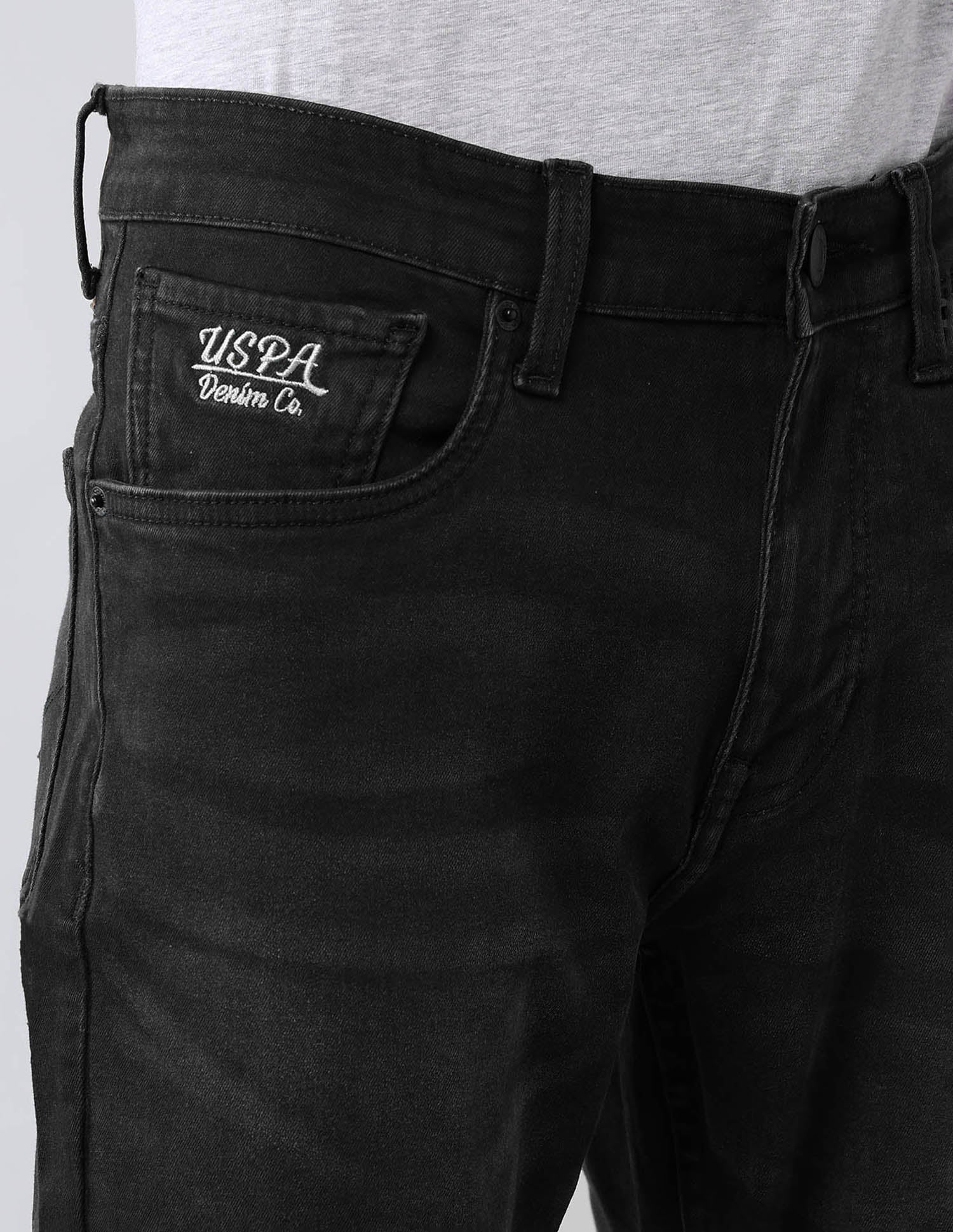 Brandon Slim Tapered Fit Authentic Denim Jeans Black - U.S. Polo Assn. India | Large