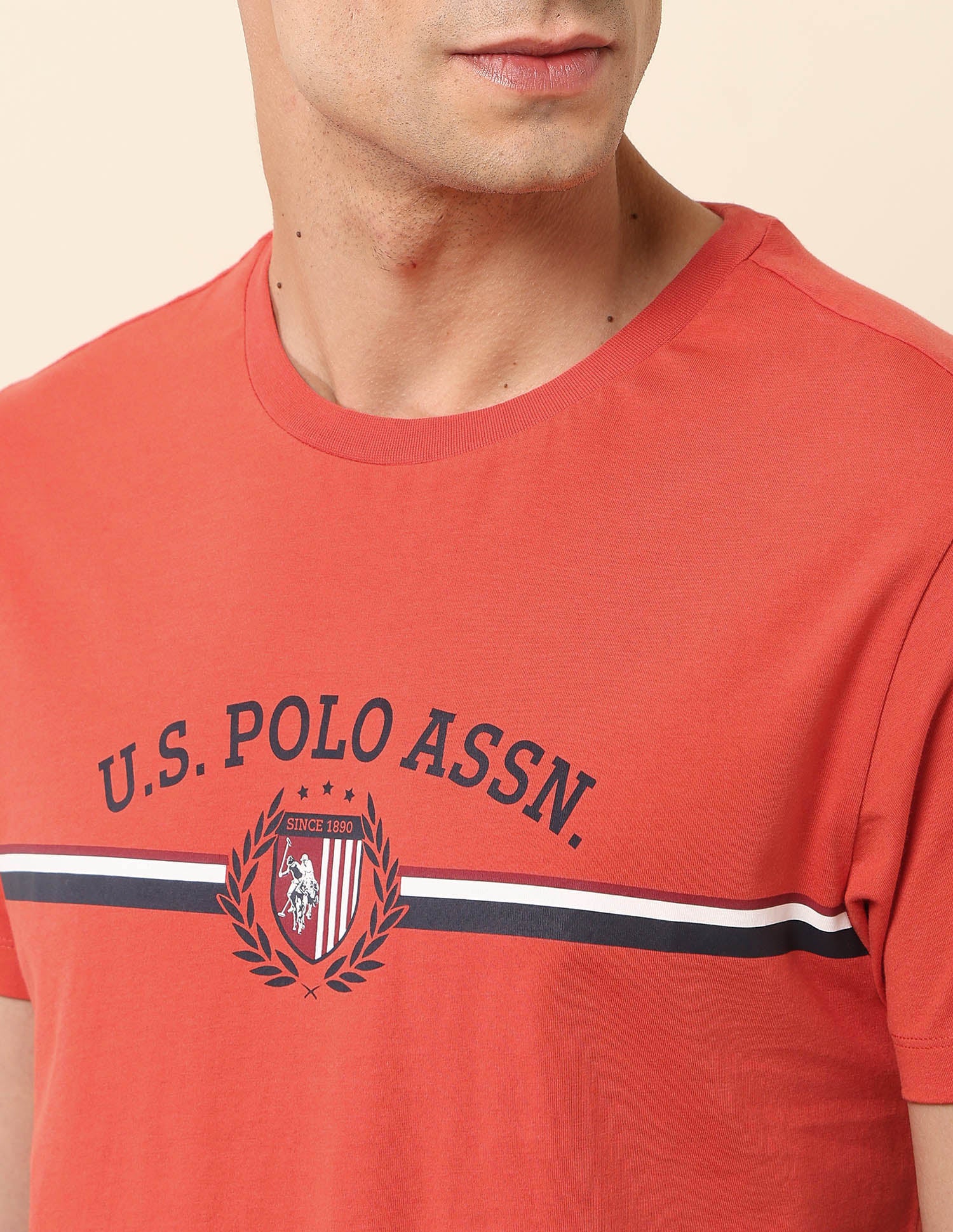Pure Cotton Slim Fit T-Shirt Red - U.S. Polo Assn. India | Large