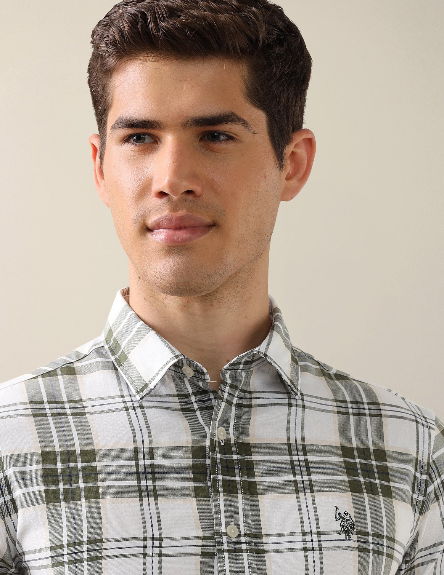 Plaid Checked Tailored Fit Shirt Olive - U.S. Polo Assn. India | Large
