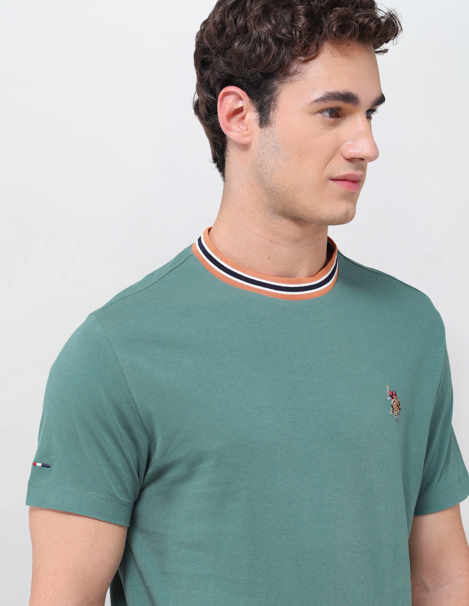 Solid Slim Fit T-Shirt Green - U.S. Polo Assn. India | Large