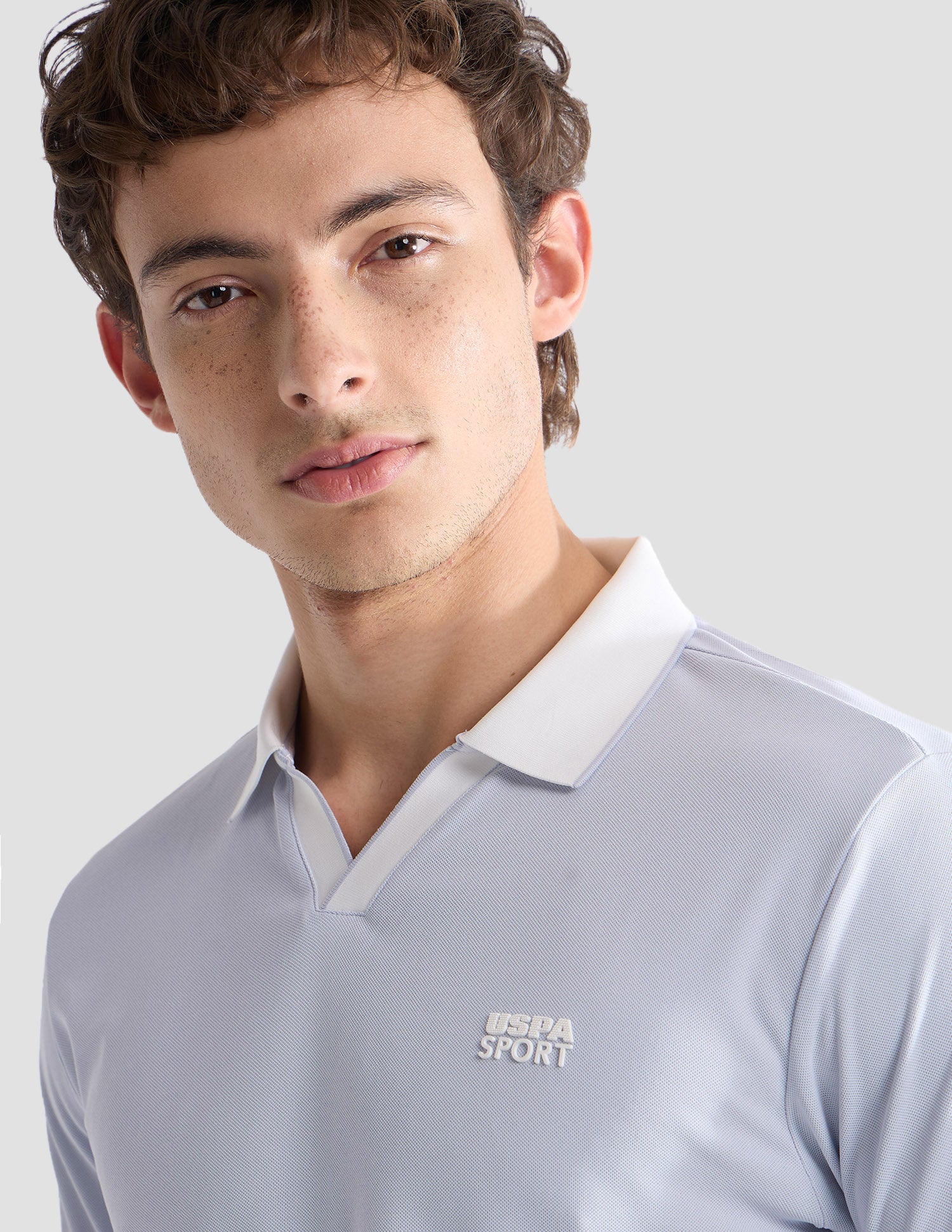 Solid Slim Fit Active Polo Shirt Light Blue - U.S. Polo Assn. India | Large