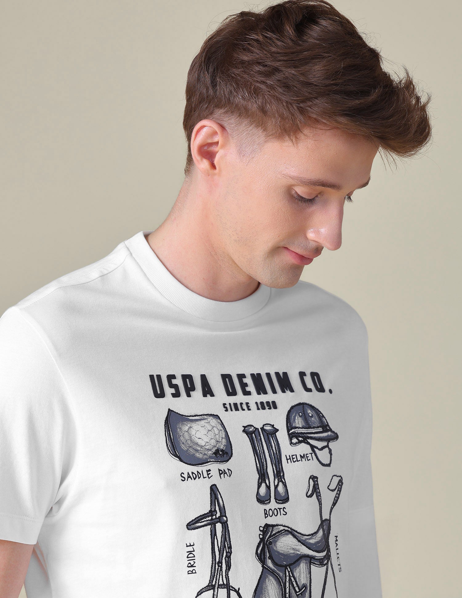 Graphic Printed Slim Fit T-Shirt Ivory - U.S. POLO ASSN. | Large