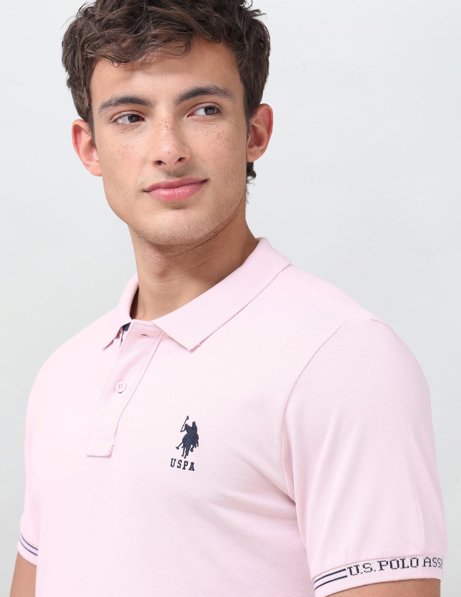 Solid Regular Fit Polo Shirt Light Pink - U.S. Polo Assn. India | Large