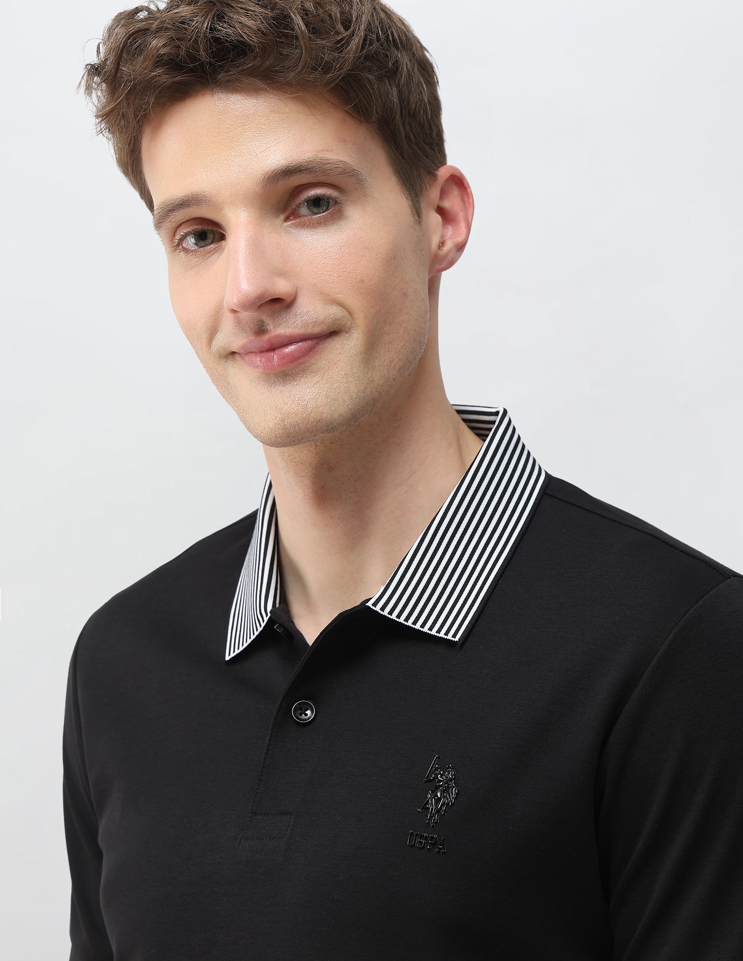 Solid Slim Fit Polo Shirt Black - U.S. Polo Assn. India | Large