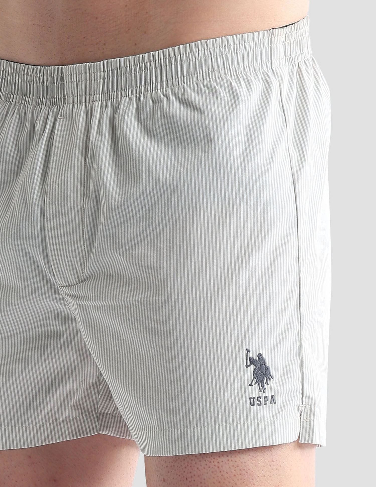 Pure Cotton EX004  Boxer Shorts - Pack of 1 Grey and White - U.S. POLO ASSN. | Large