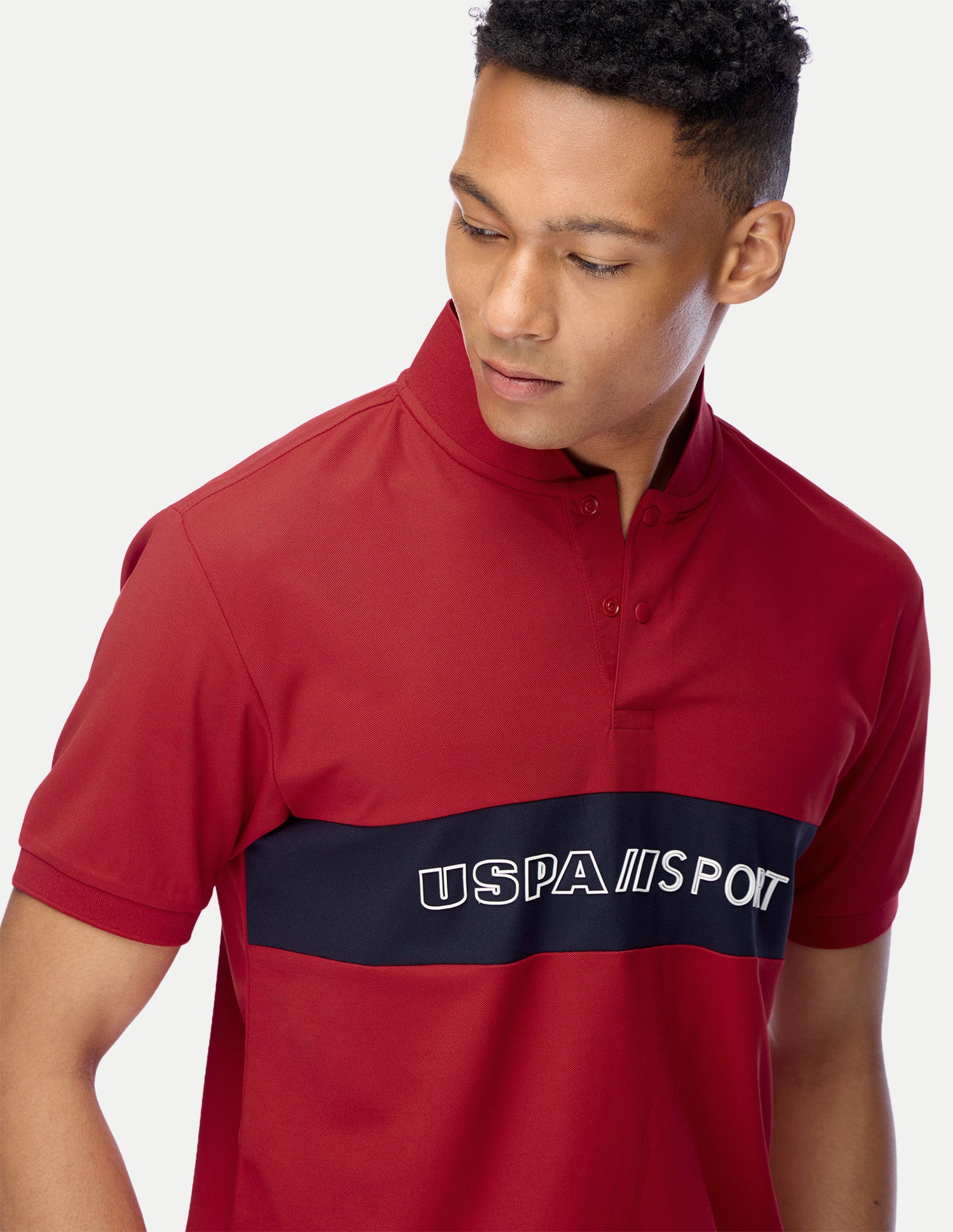 Brand Embossed Regular Fit Active Polo Shirt Red - U.S. Polo Assn. India | Large
