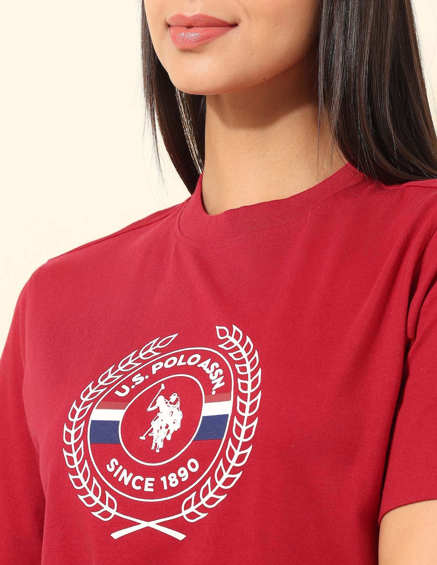 Boxy Fit Brand Printed T-Shirt Red - U.S. POLO ASSN. | Large