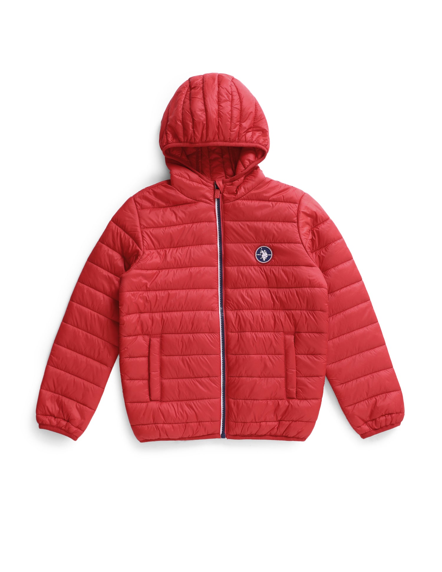 Hooded Solid Puffer Jacket Red - U.S. POLO ASSN. | Large