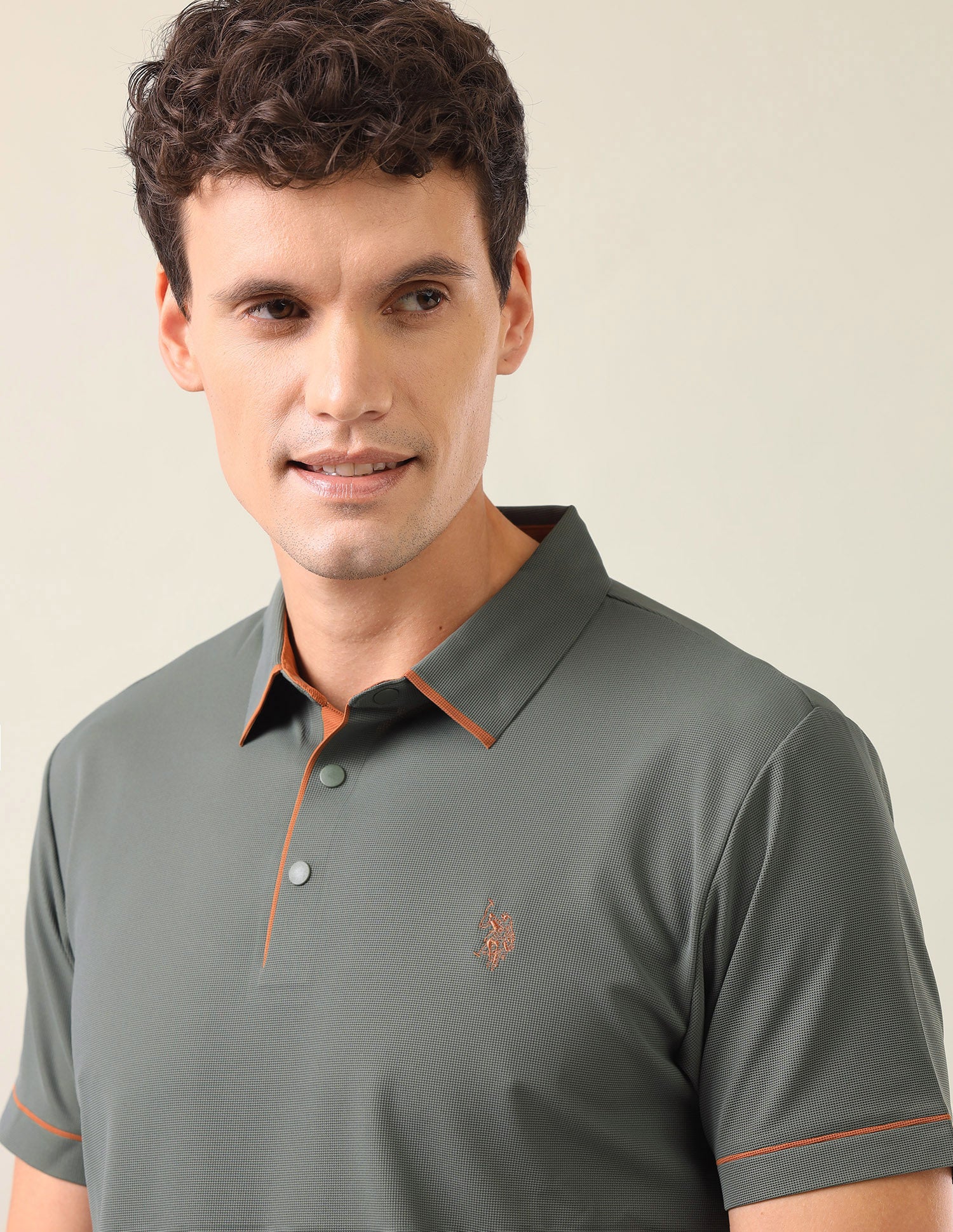 Solid Slim Fit T-Shirt Green - U.S. Polo Assn. India | Large
