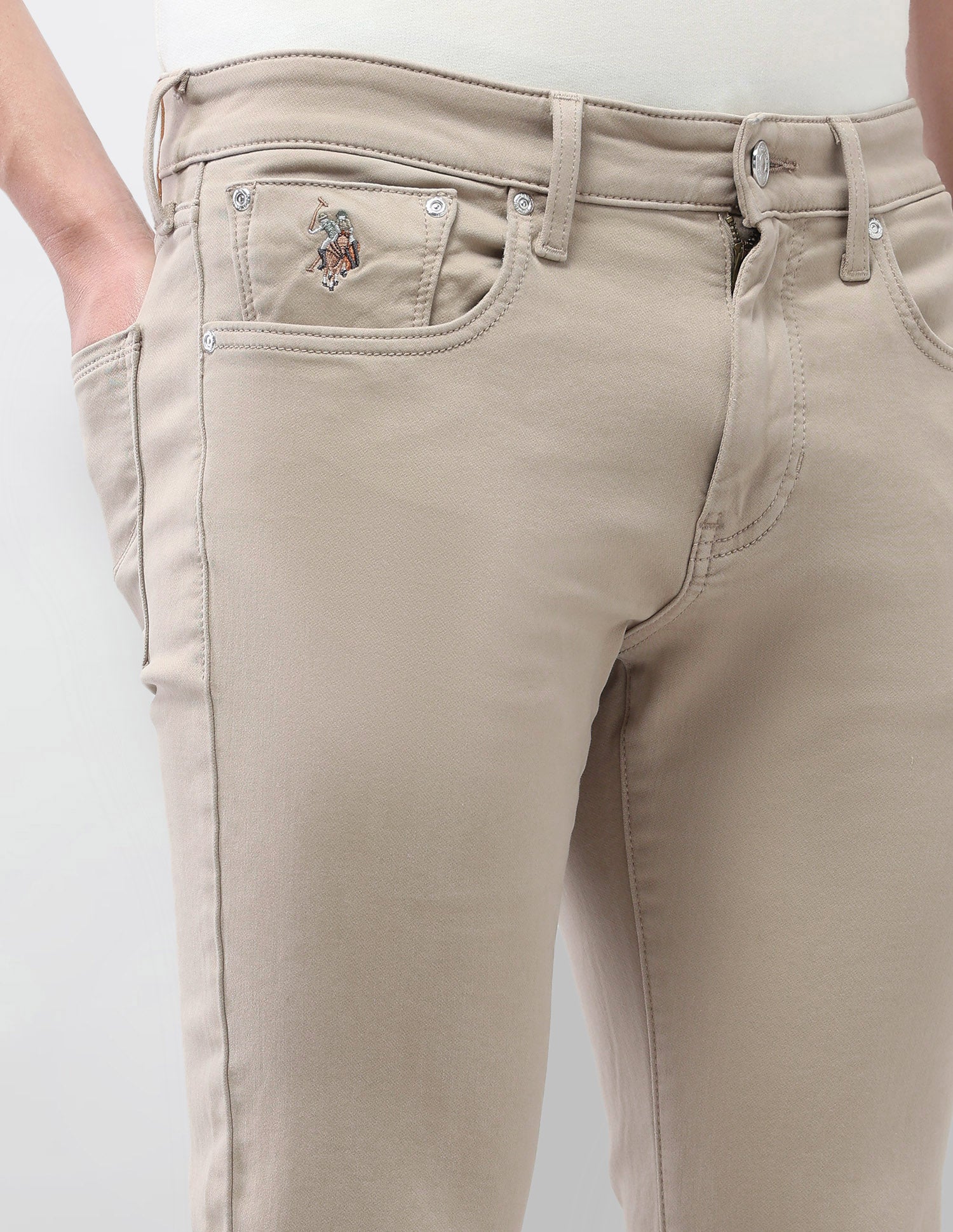 Brandon Slim Tapered Fit Beige Jeans Stone - U.S. Polo Assn. India | Large