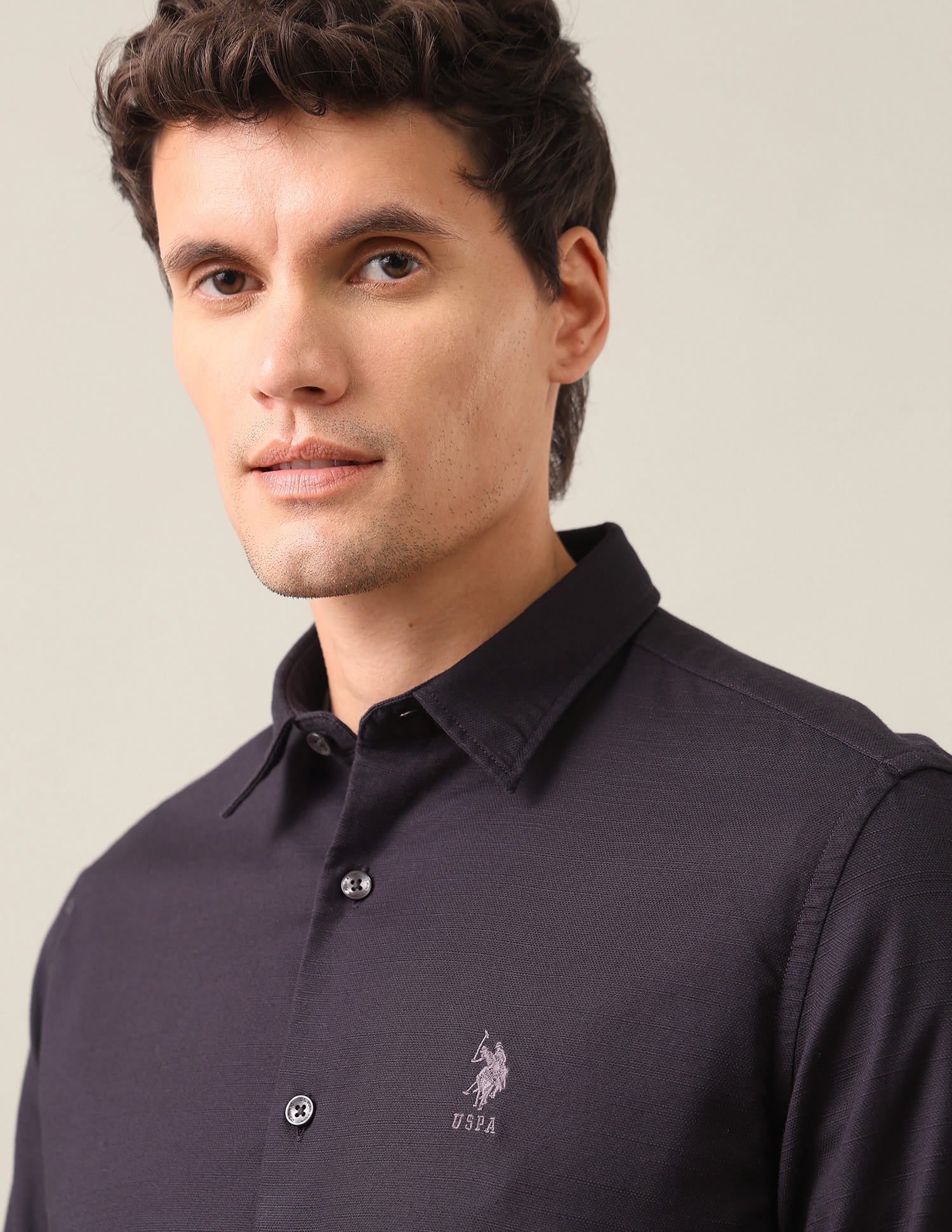 Solid Regular Fit Shirt Purple - U.S. Polo Assn. India | Large