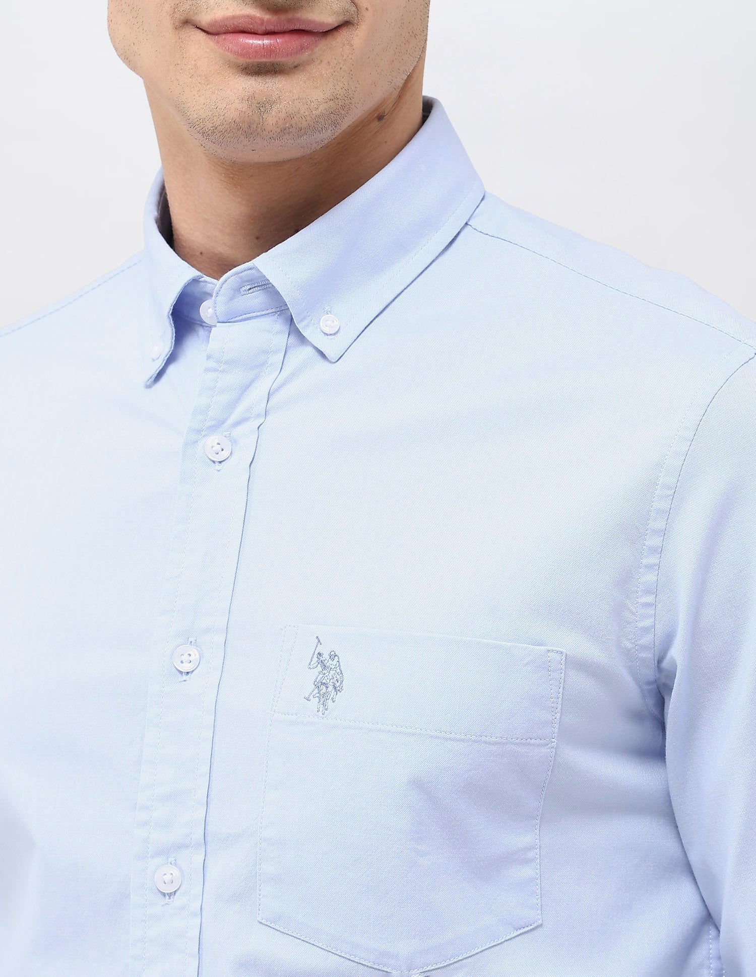 Tailored Fit Oxford Shirt Light Blue - U.S. Polo Assn. India | Large