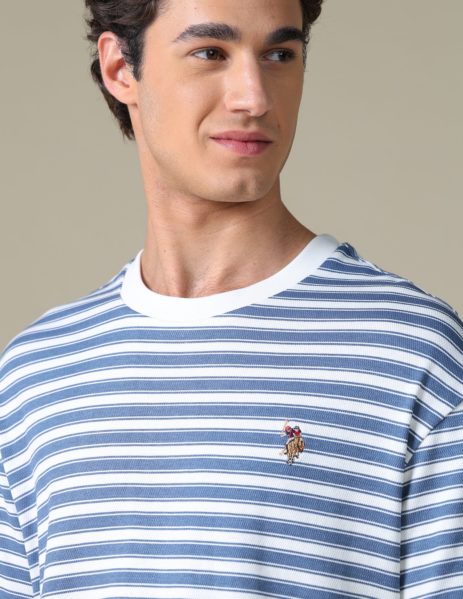 Horizontal Striped Relaxed Fit T-Shirt Blue - U.S. Polo Assn. India | Large