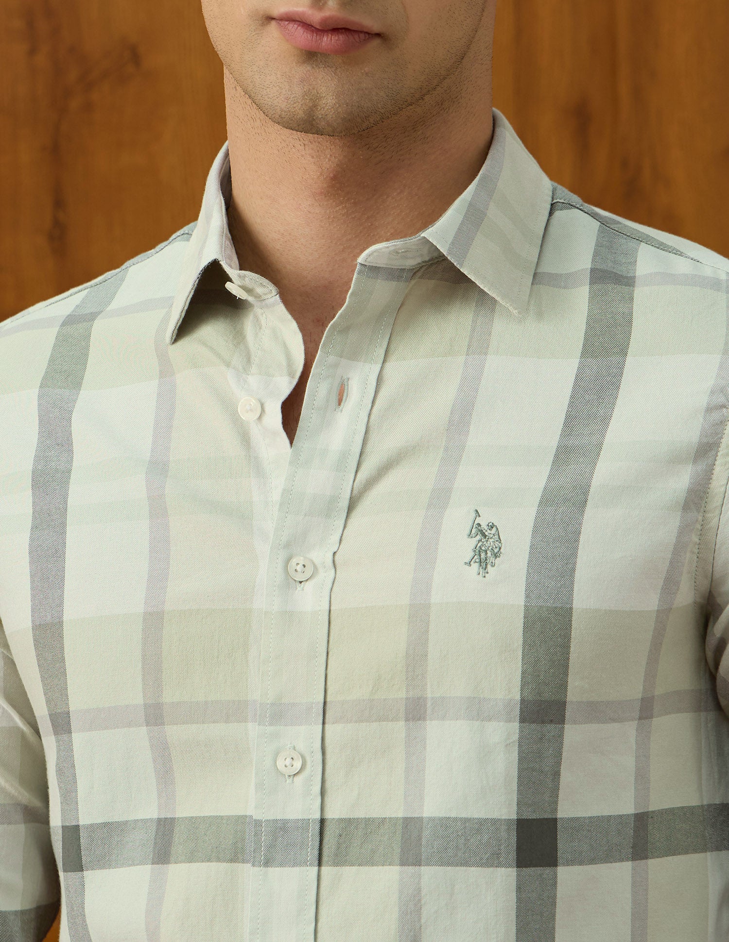 Plaid Checked Equestrian Aisle Theater Shirt Light Green - U.S. POLO ASSN. | Large