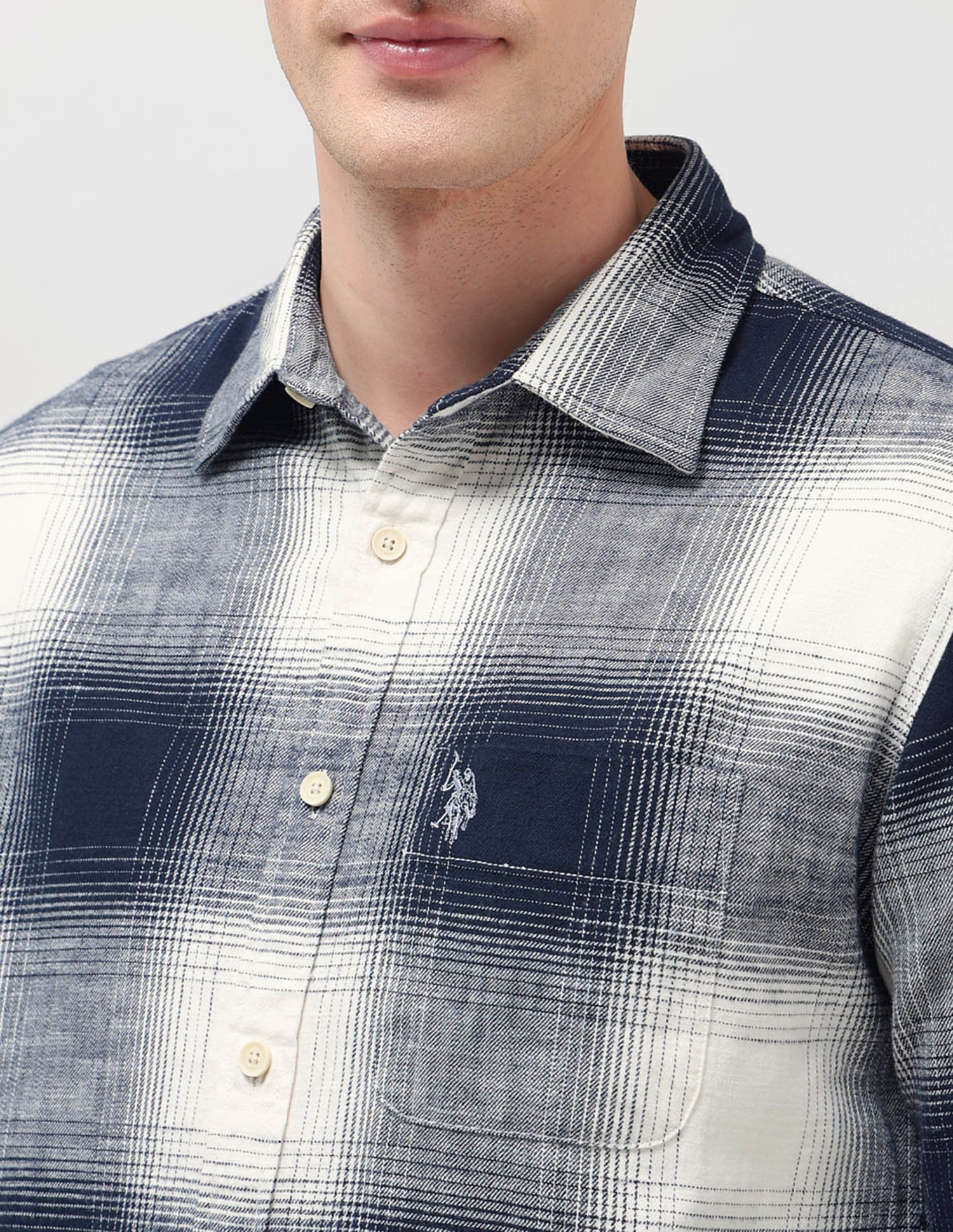 Tartan Checked Slim Fit Shirt Navy - U.S. POLO ASSN. | Large