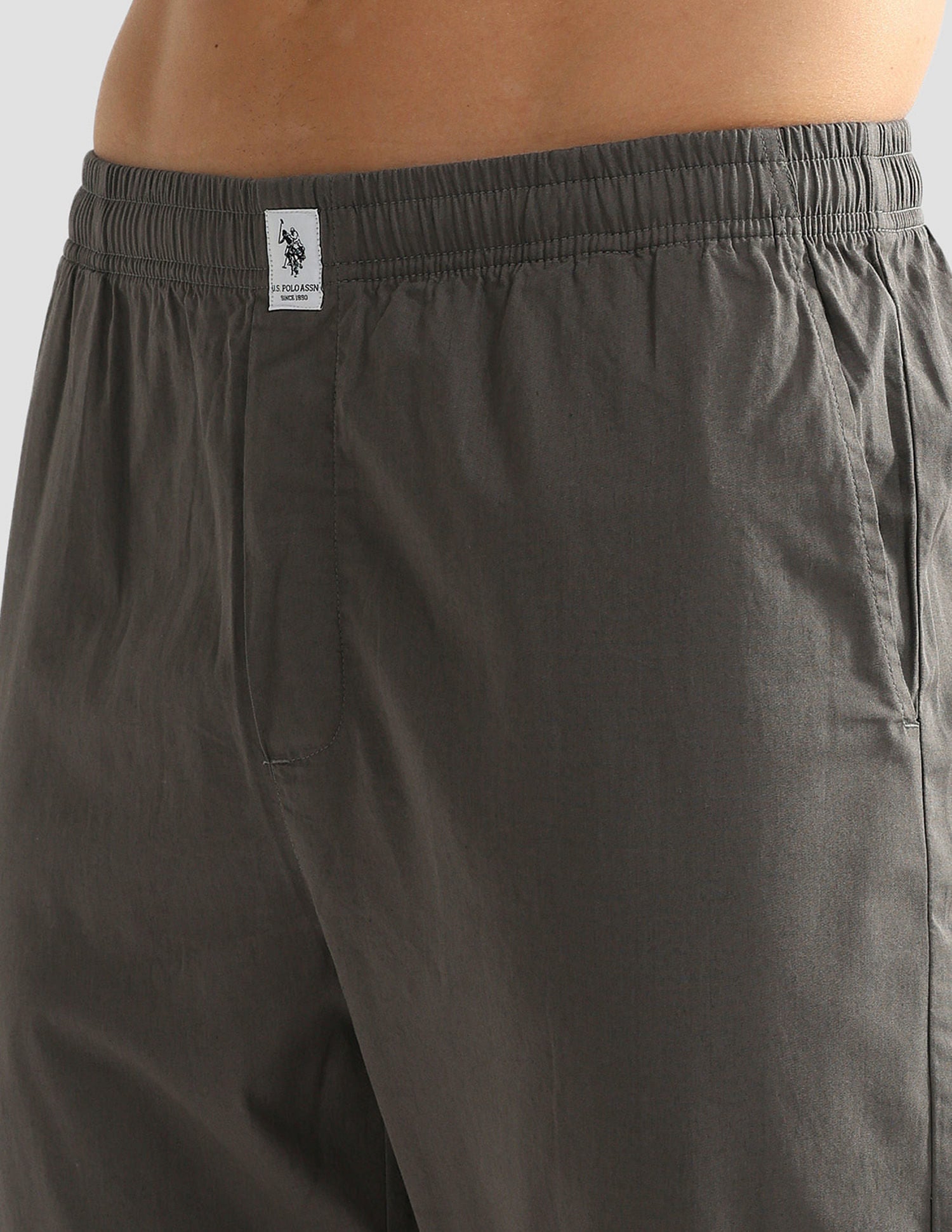 Mid Rise Solid OELP6 Lounge Track Pants - Pack Of 1 Coal Grey - U.S. POLO ASSN. | Large