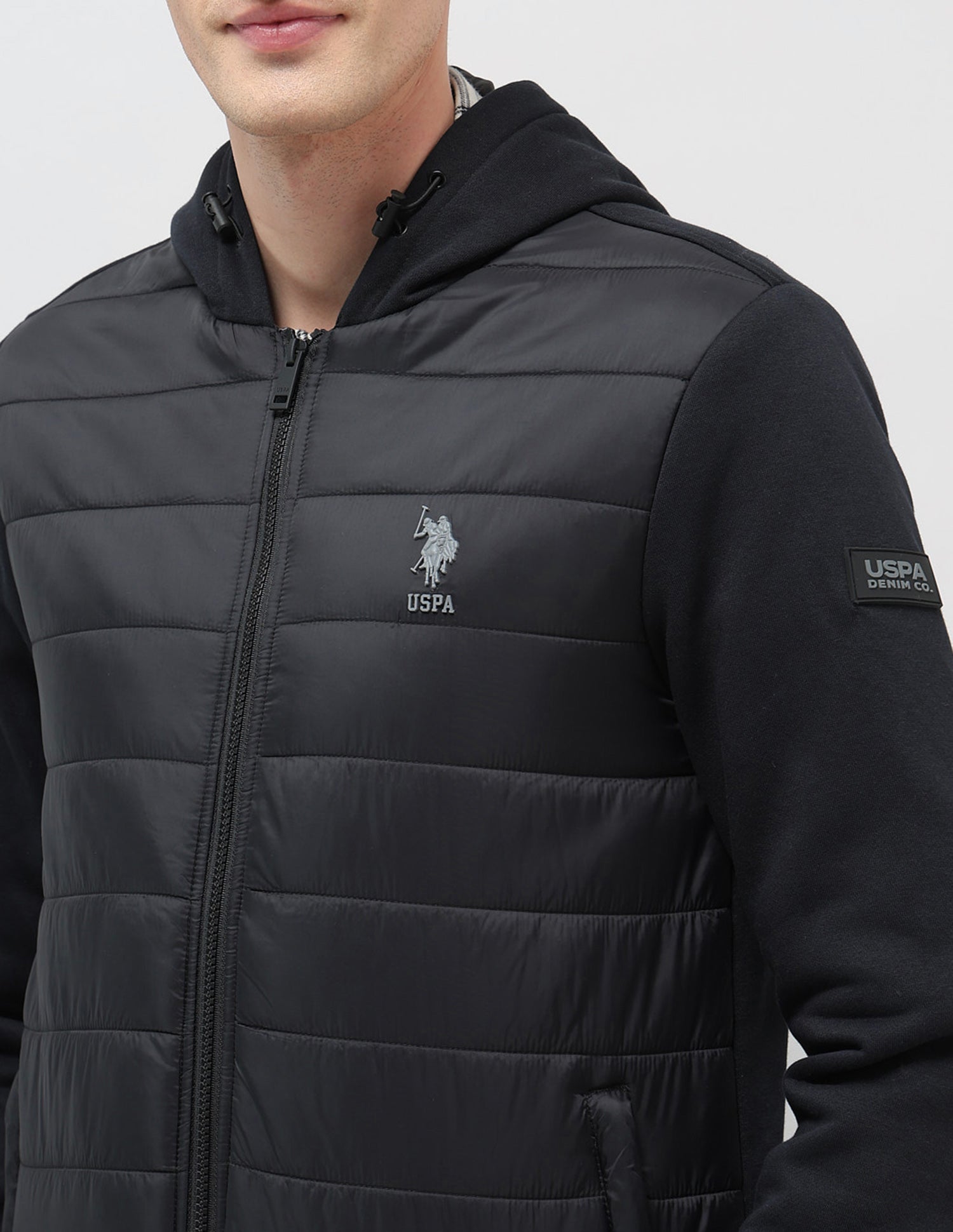 Solid Regular Fit Puffer Jacket Black - U.S. POLO ASSN. | Large