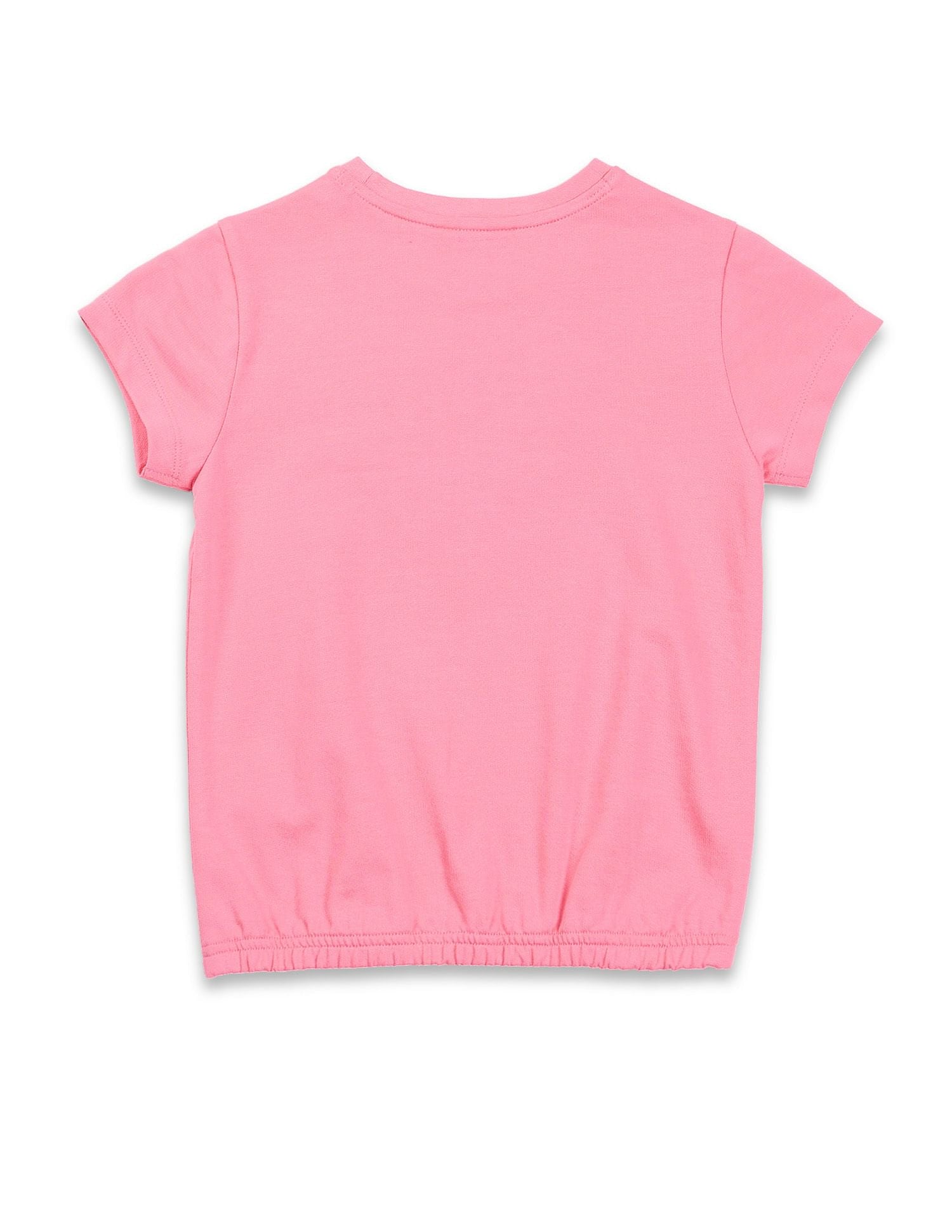 Girls Brand Printed Elasticized T-Shirt Pink - U.S. POLO ASSN. | Large