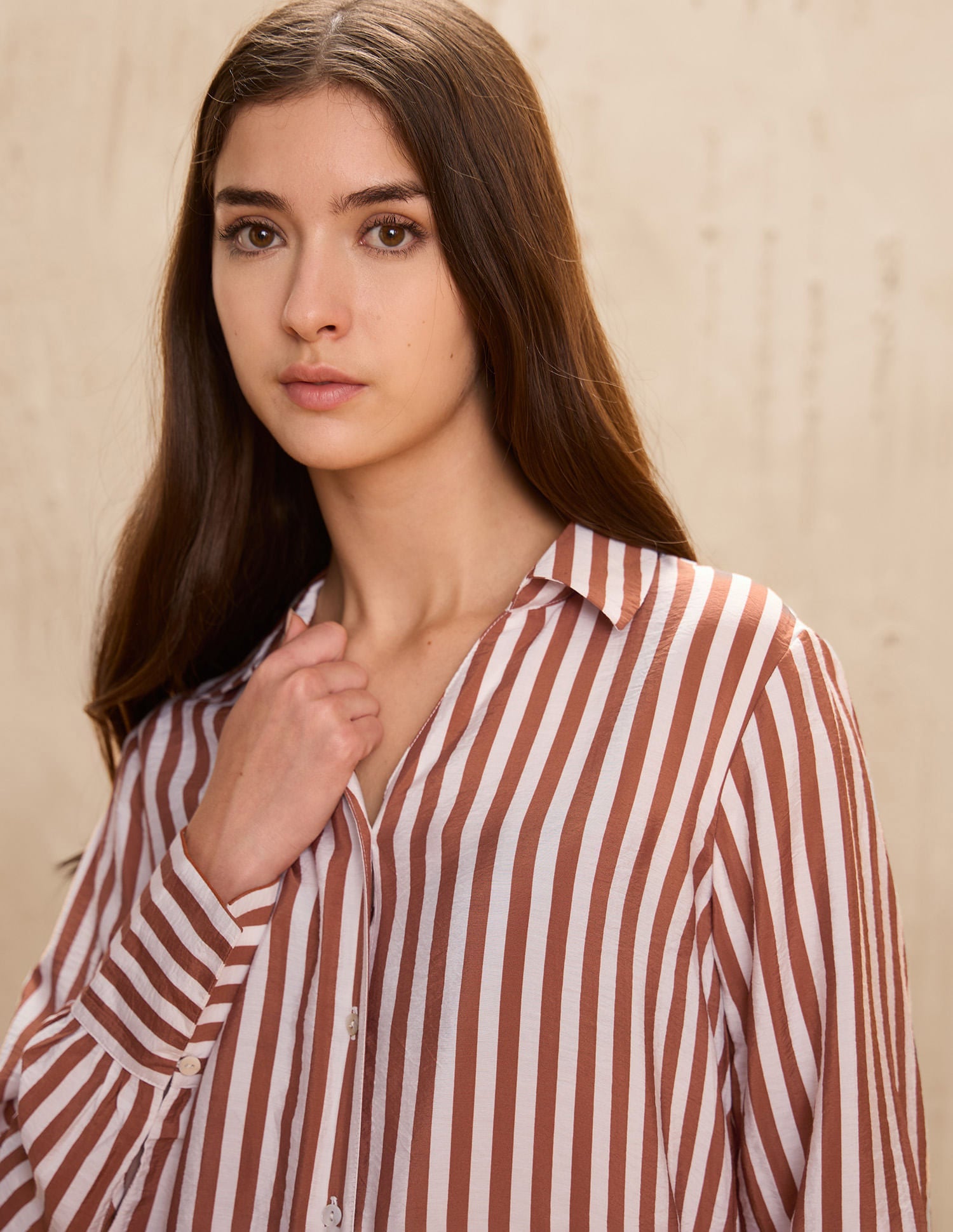 Vertical Striped Regular Fit Shirt Brown - U.S. Polo Assn. India | Large