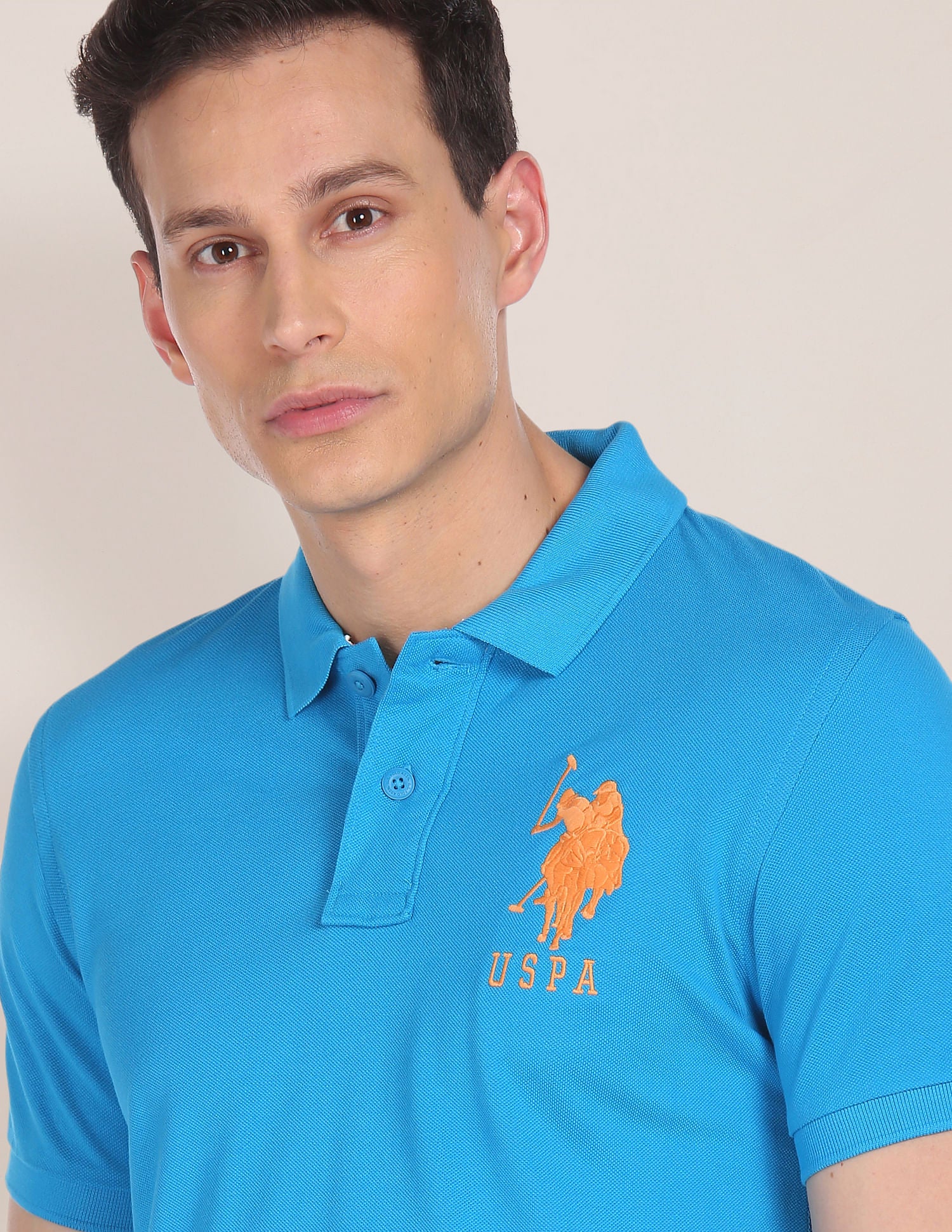 Compact Cotton Logo Polo Shirt Blue - U.S. POLO ASSN. | Large