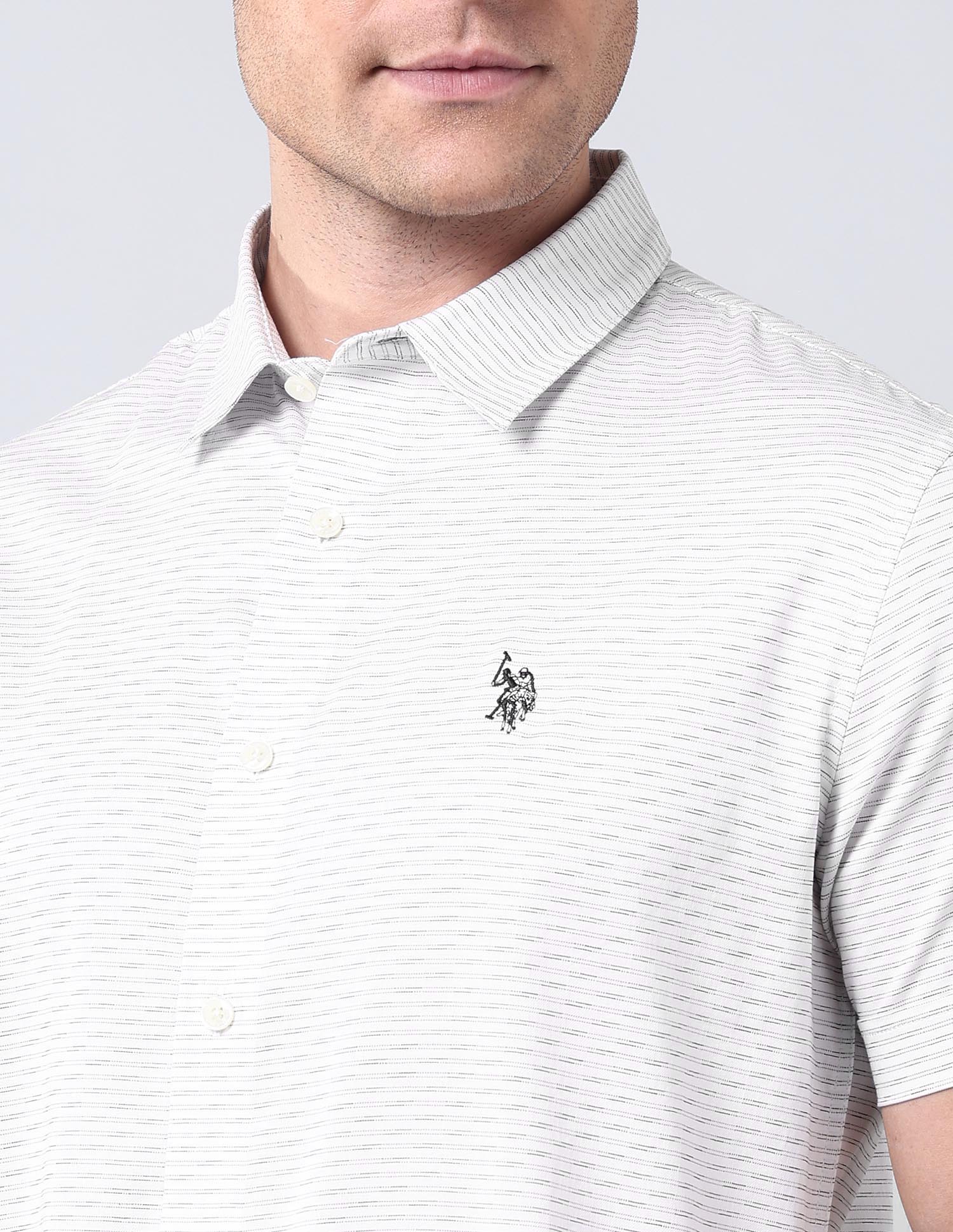 All Over Printed Dobby Shirt White - U.S. Polo Assn. India | Large