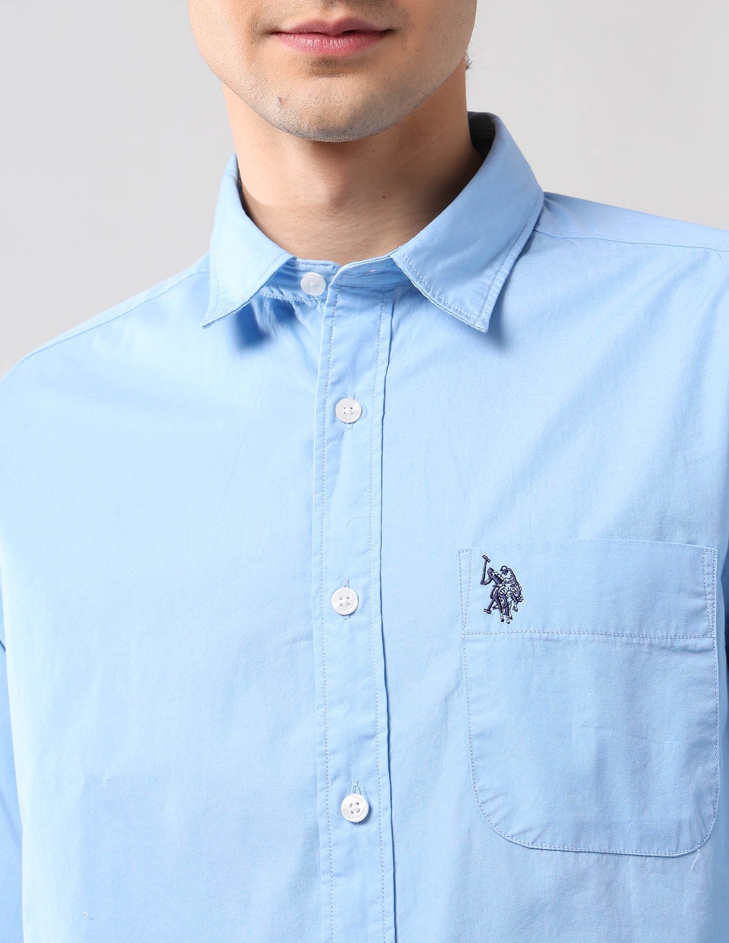 Pure Cotton Regular Fit Shirt Blue - U.S. Polo Assn. India | Large