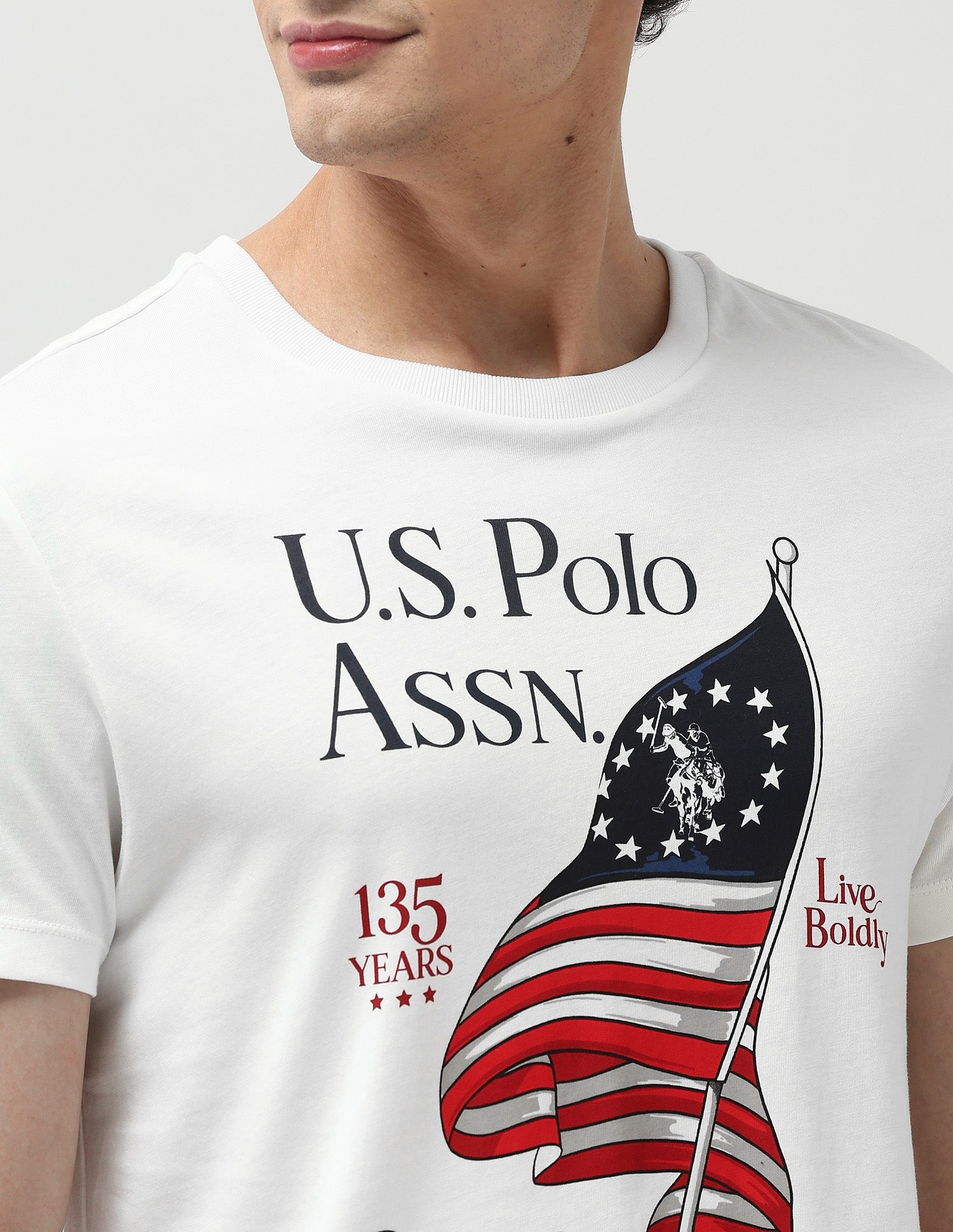Pure Cotton Muscle Fit T-Shirt Ivory - U.S. POLO ASSN. | Large