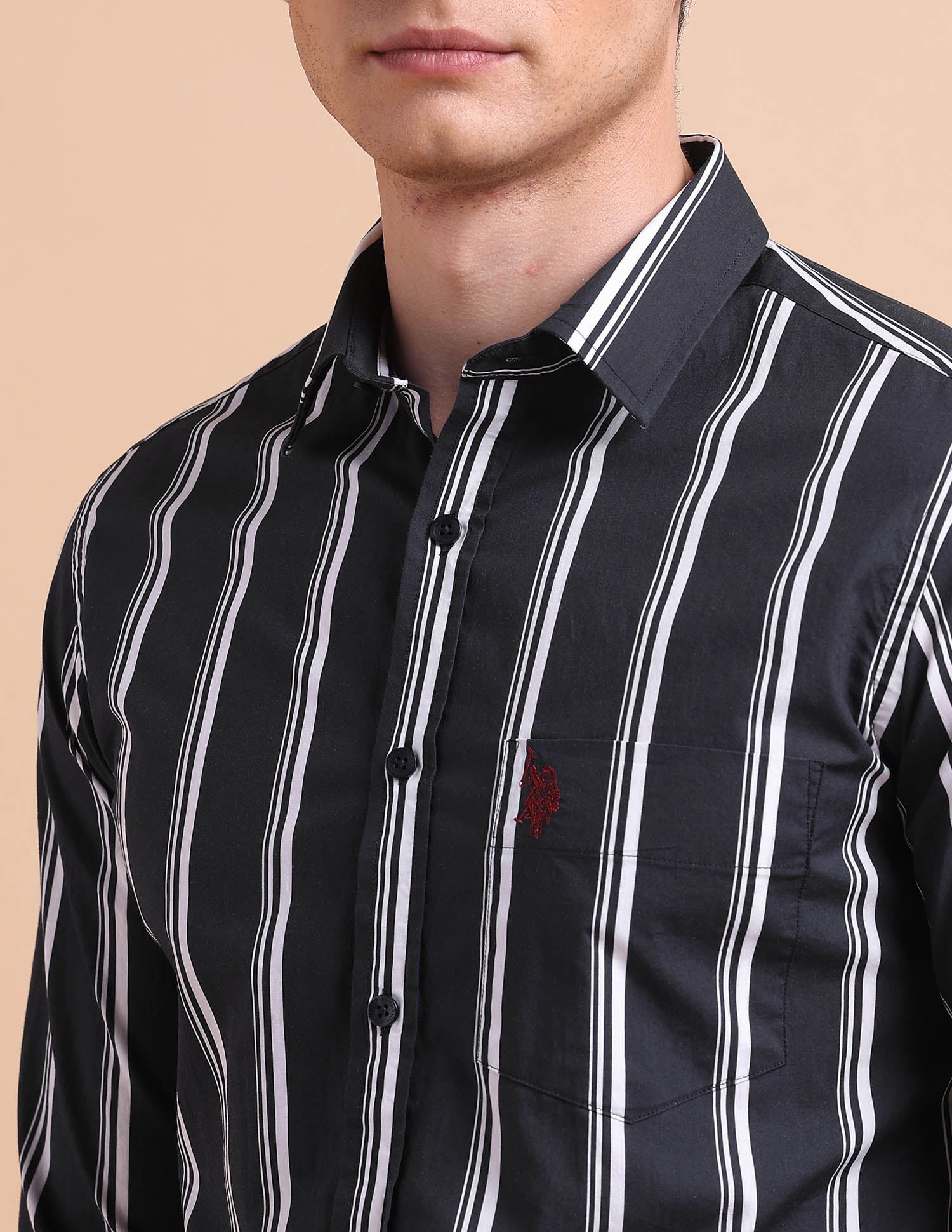 Vertical Striped Tailored Fit Shirt Navy - U.S. POLO ASSN. | Large