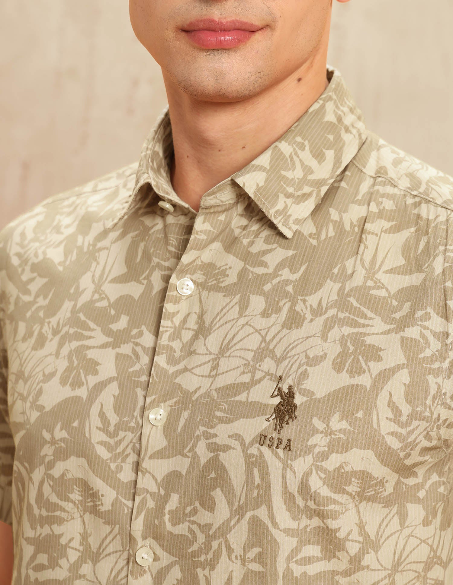 Slim Fit Legend Of Horseshoe Shirt Khaki - U.S. POLO ASSN. | Large