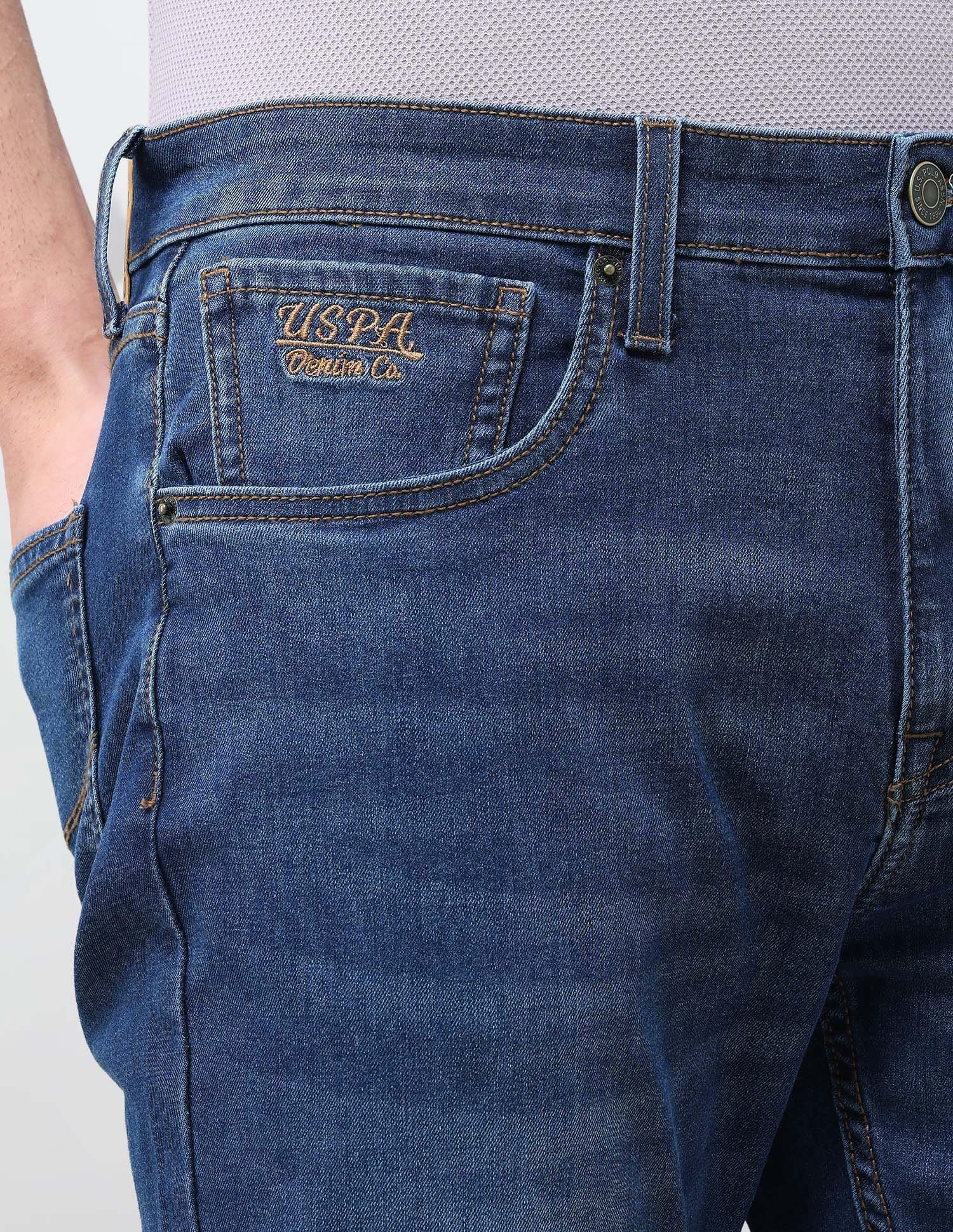 Solid Slim Straight Fit Jeans Blue - U.S. Polo Assn. India | Large