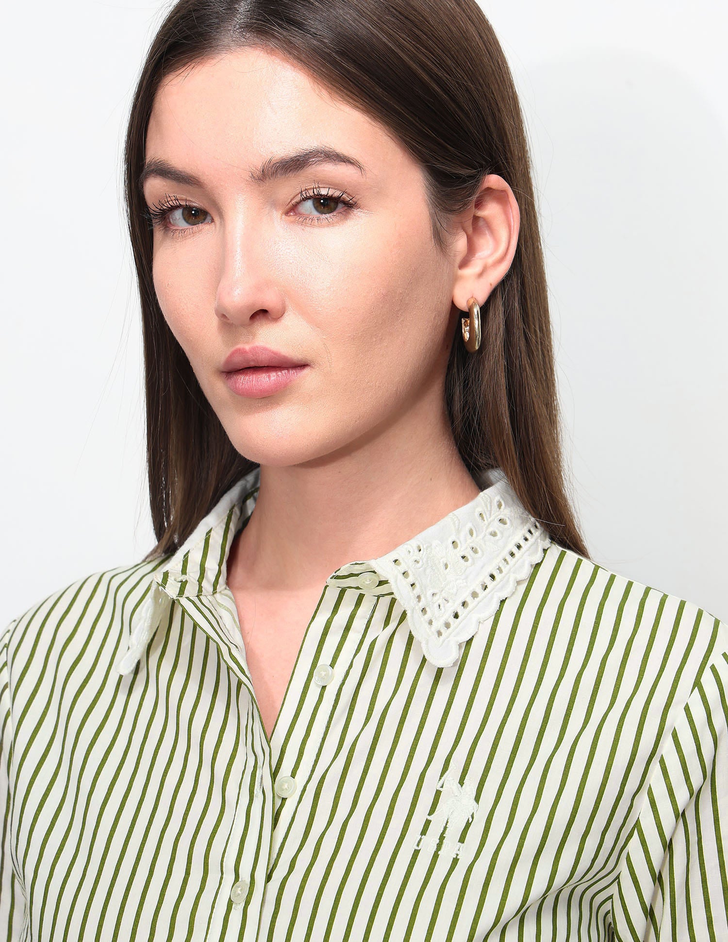 Vertical Striped Shirt Dress Olive - U.S. Polo Assn. India | Large