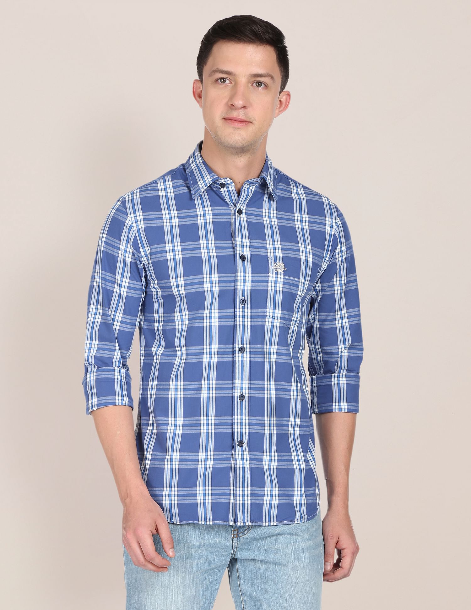 Tartan Check Cotton Casual Shirt Blue - U.S. POLO ASSN. | Large