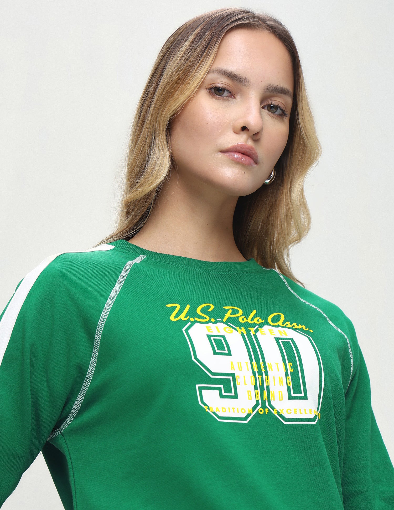 Brand Printed Regular Fit Sweatshirt Green - U.S. Polo Assn. India | Large