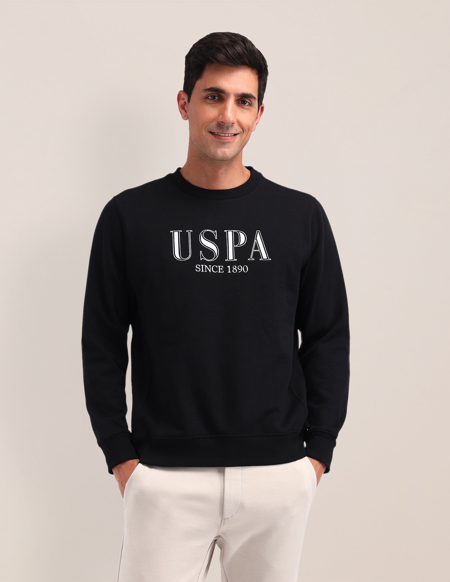 Brand Printed Regular Fit Sweatshirt Black - U.S. POLO ASSN. | Large