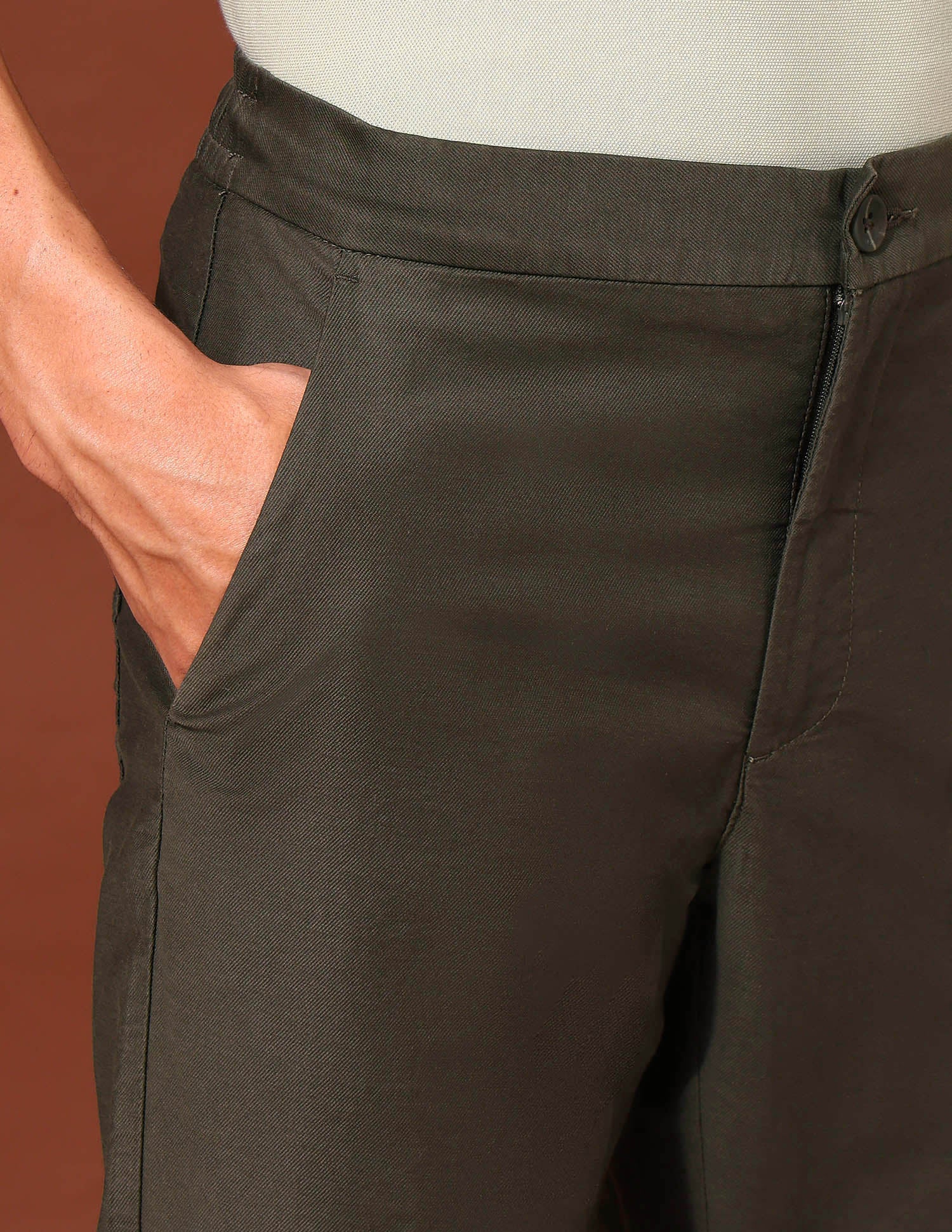 Riley Straight Fit Twill Trousers Olive - U.S. Polo Assn. India | Large