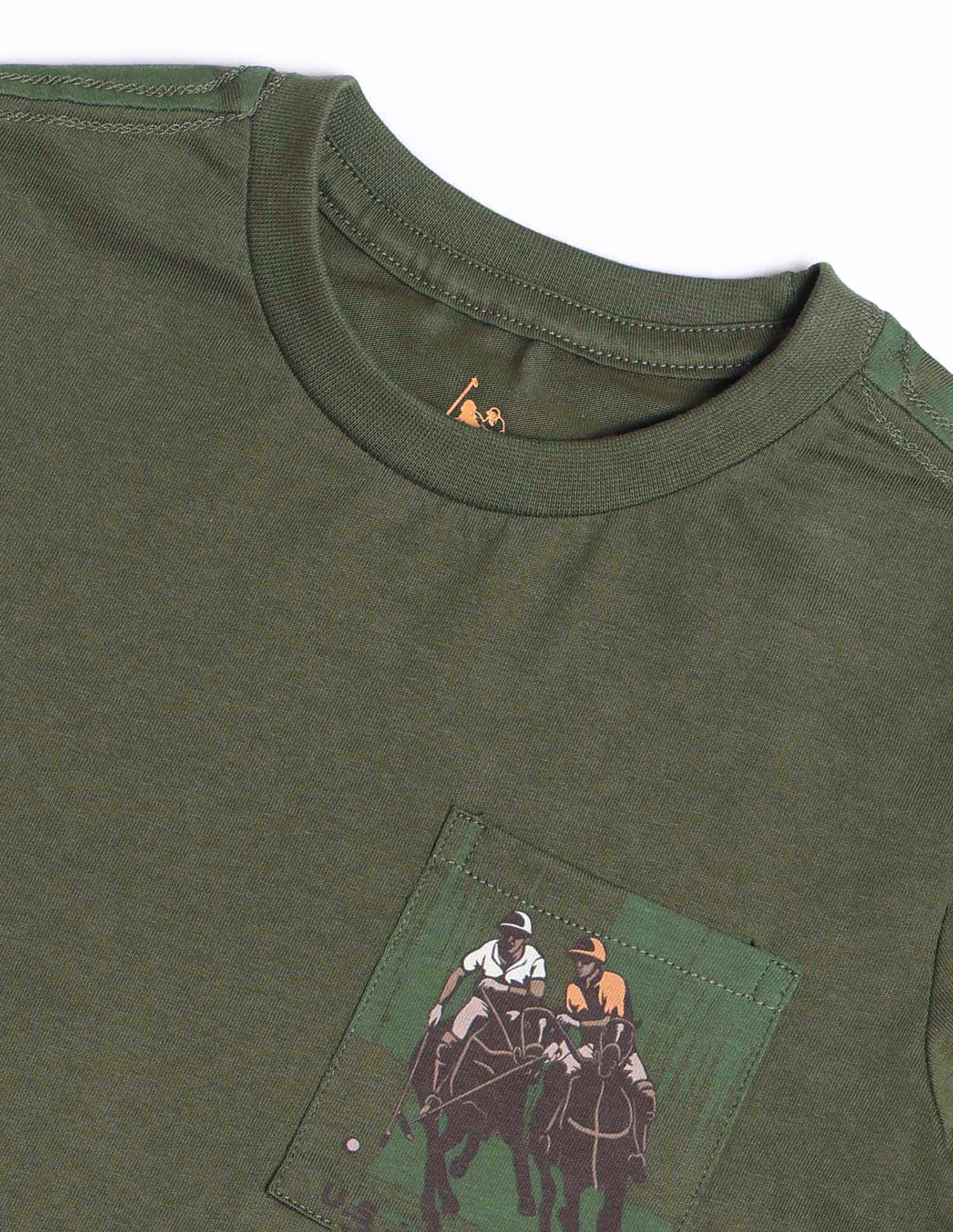 Boys Brand Printed Regular Fit T-Shirt Olive - U.S. POLO ASSN. | Large