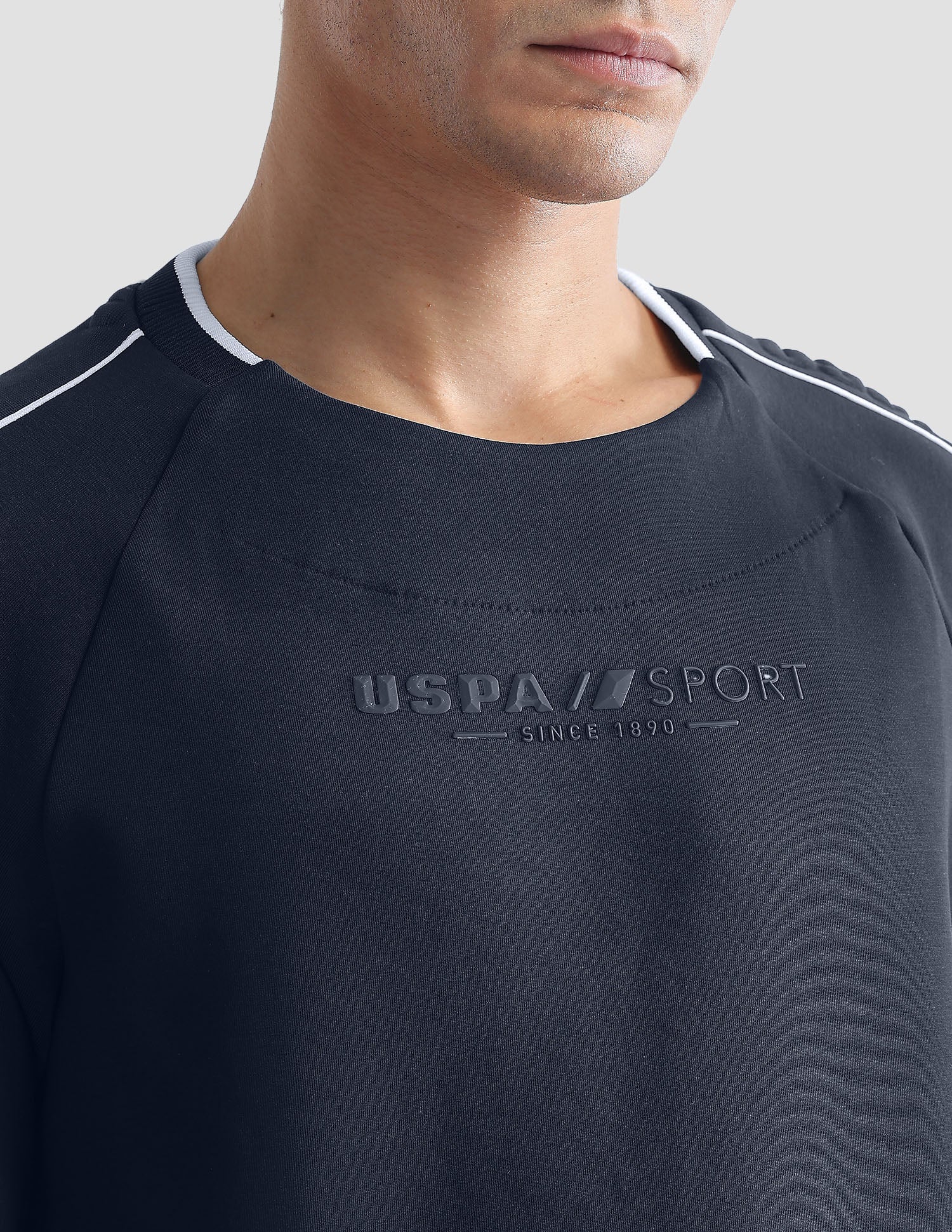 Solid Slim Fit Active Sweatshirt Navy - U.S. Polo Assn. India | Large