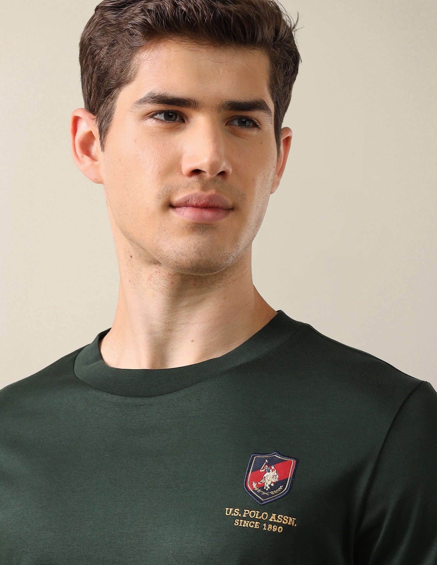 Solid Slim Fit T-Shirt Dark Green - U.S. Polo Assn. India | Large