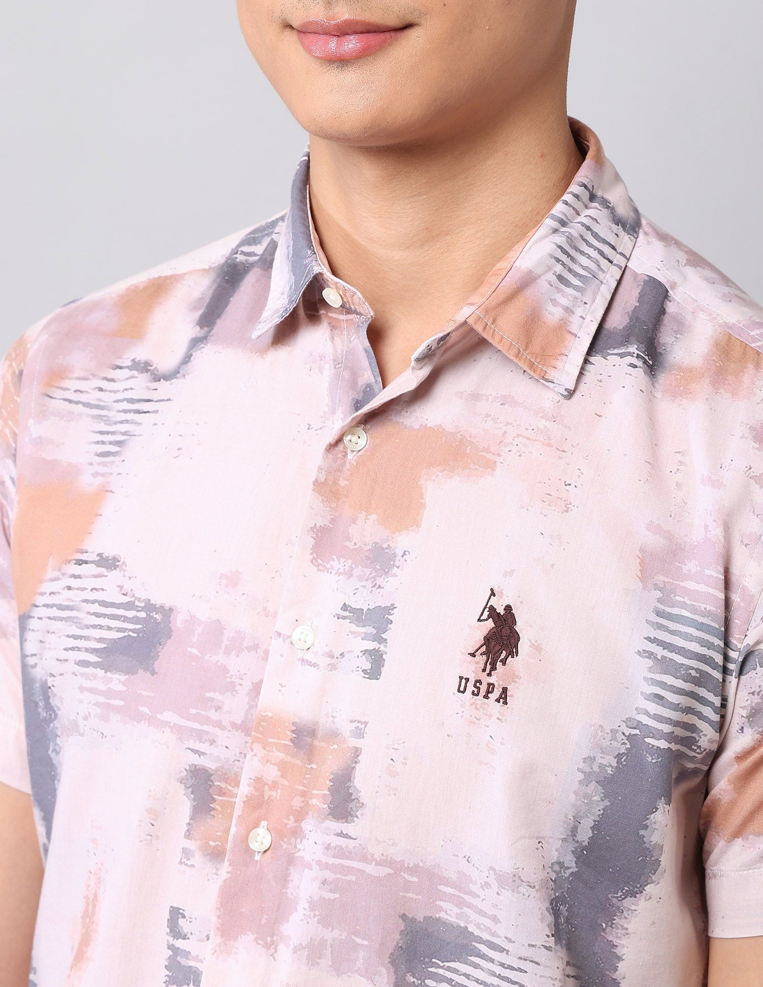 Abstract Printed Regular Fit Shirt Coral - U.S. Polo Assn. India | Large