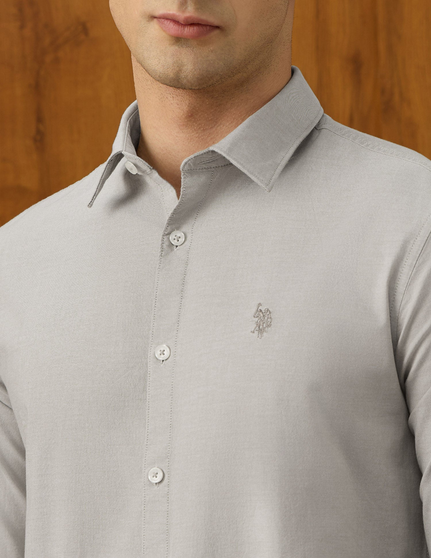 Tailored Fit Equestrian Aisle Theater Shirt Khaki - U.S. POLO ASSN. | Large