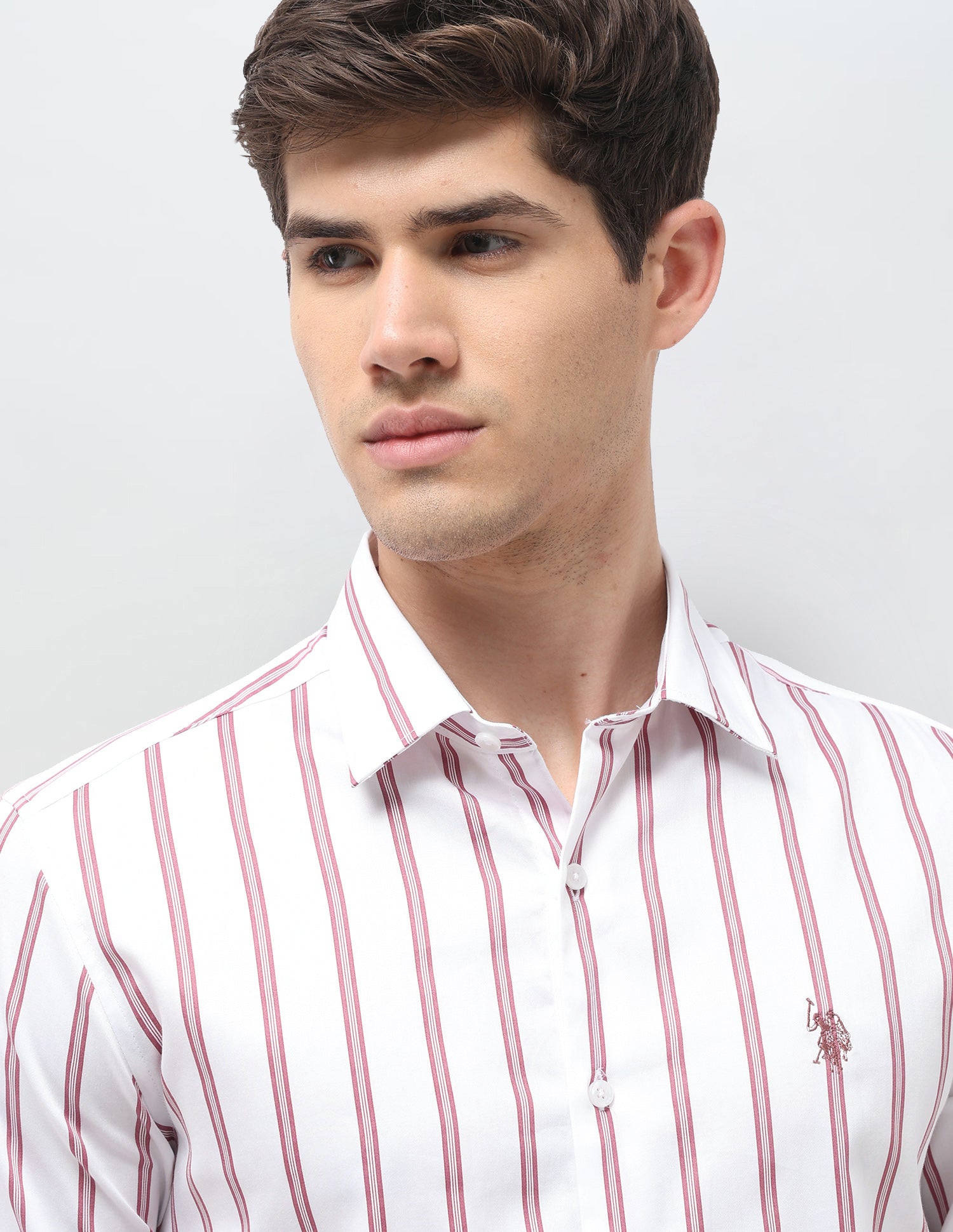Vertical Striped Satin Shirt Pink - U.S. Polo Assn. India | Large