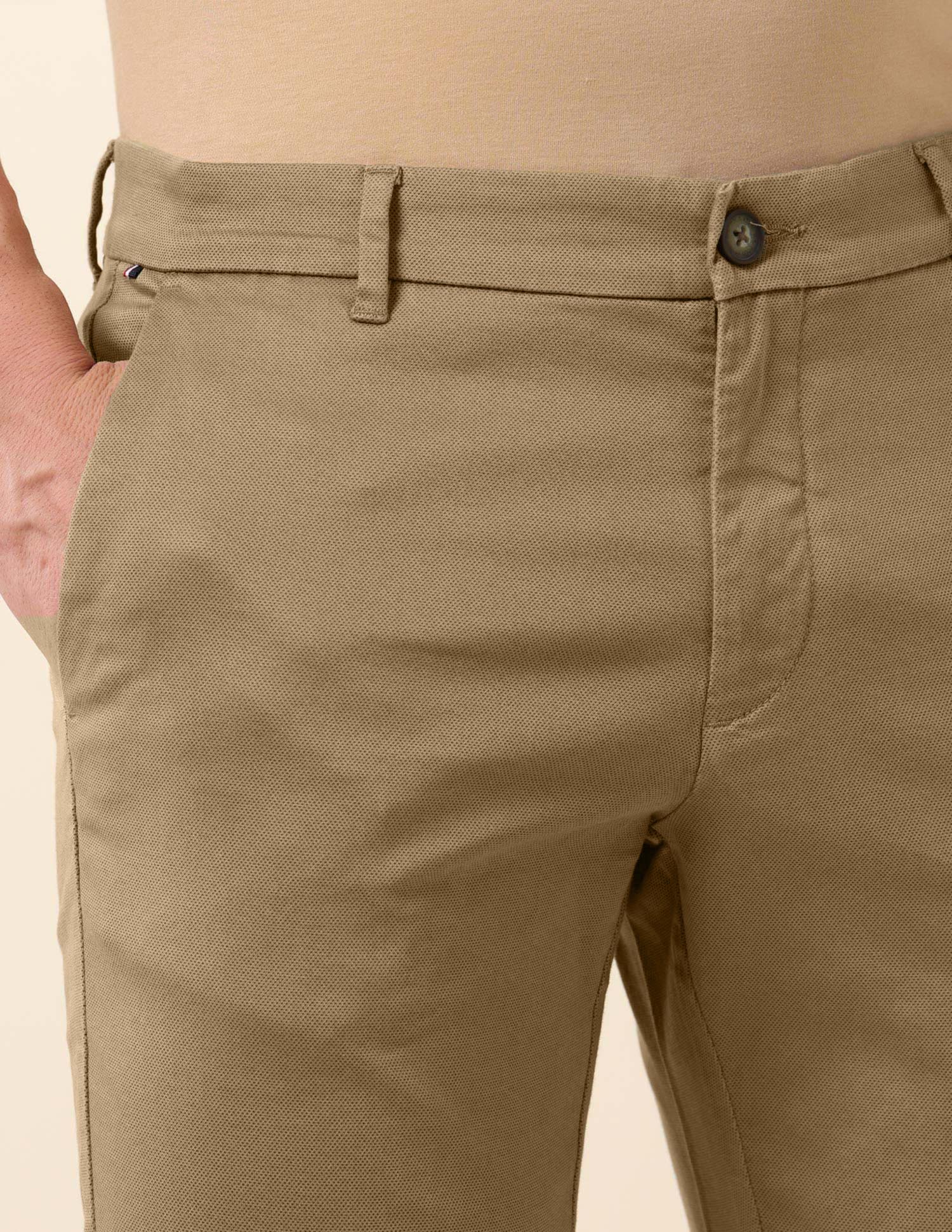 Textured Slim Fit Trousers Dark Khaki - U.S. Polo Assn. India | Large