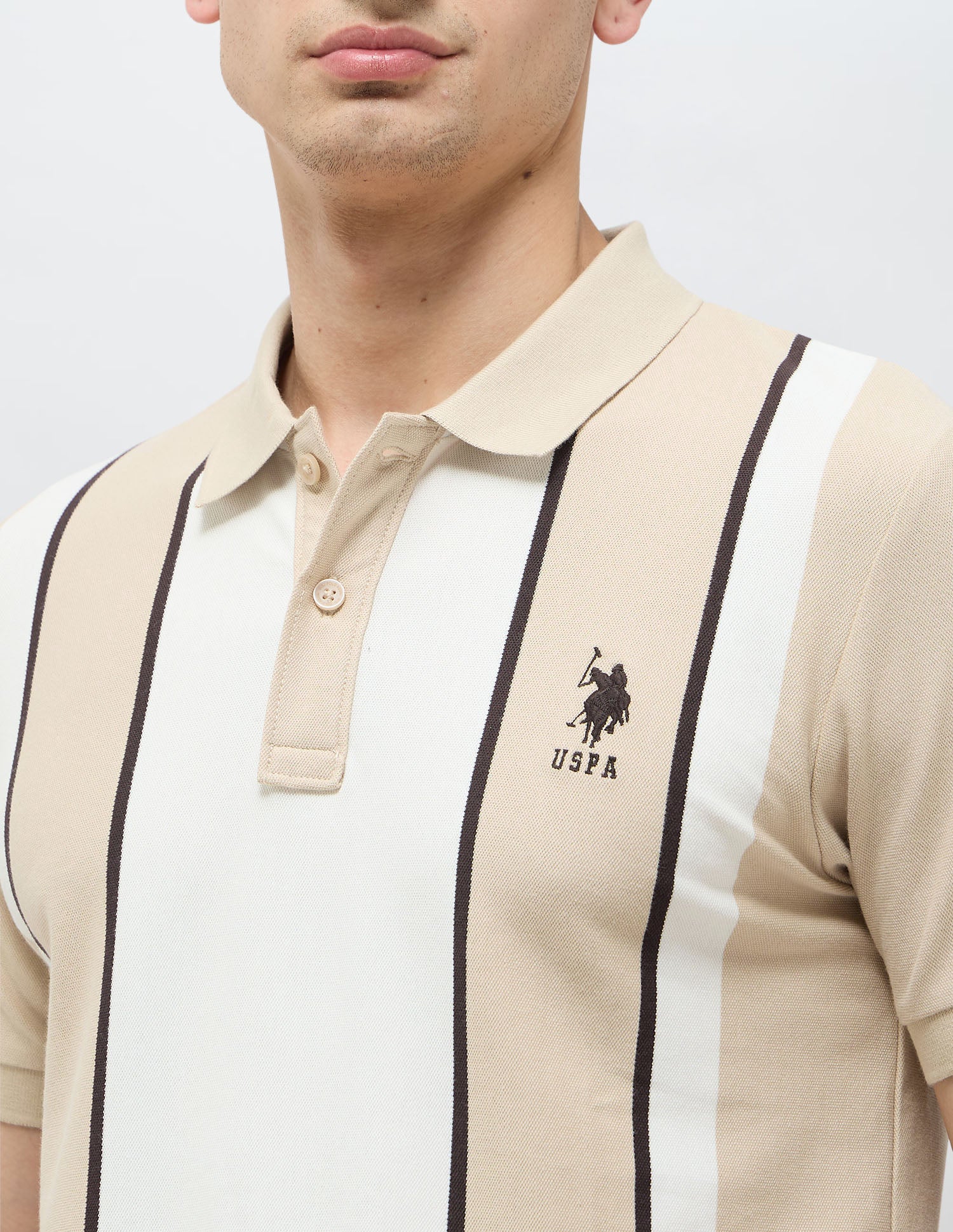 Colorblocked Regular Fit Polo Shirt Beige - U.S. POLO ASSN. | Large